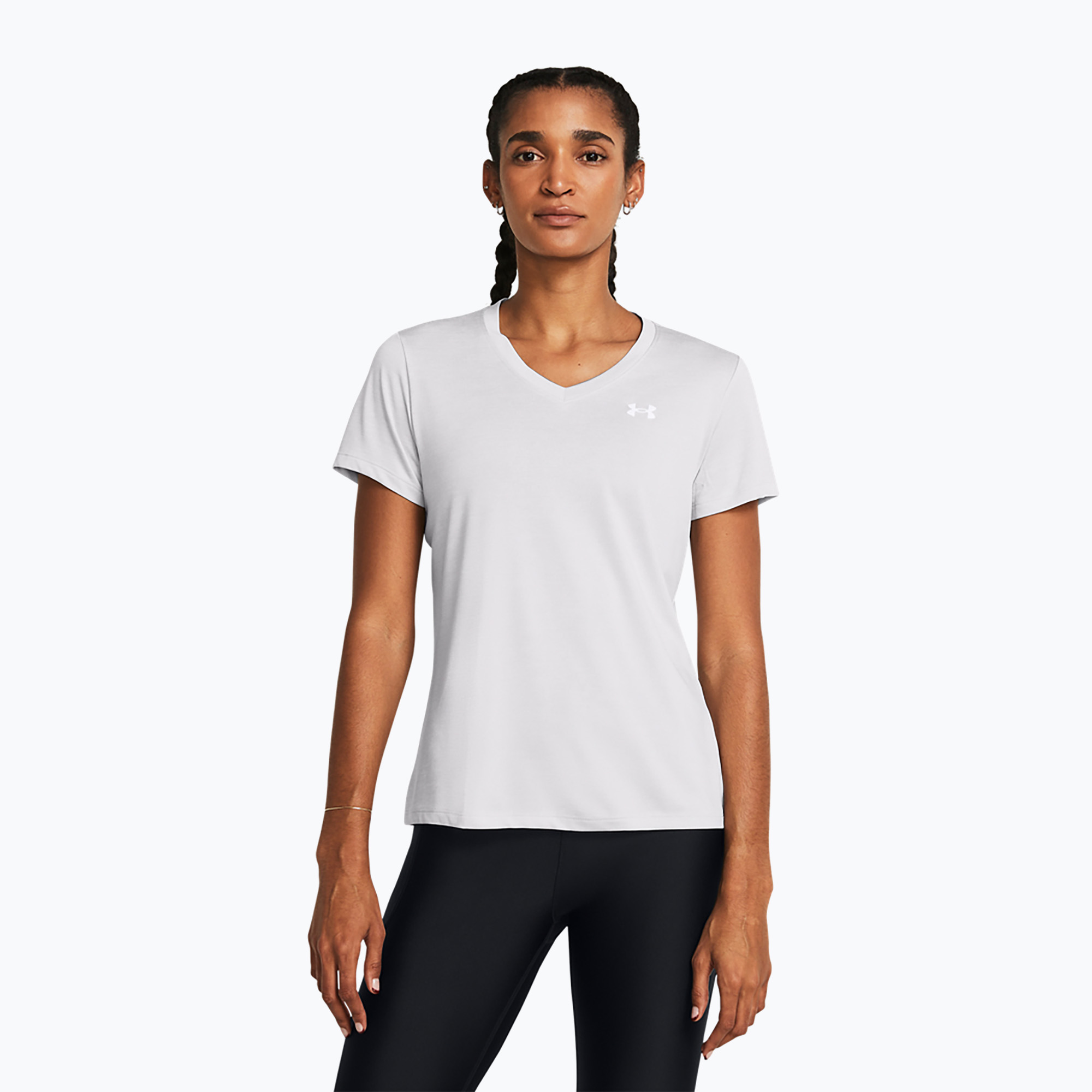 Koszulka treningowa damska Under Armour Tech V-Twist halo gray/white 