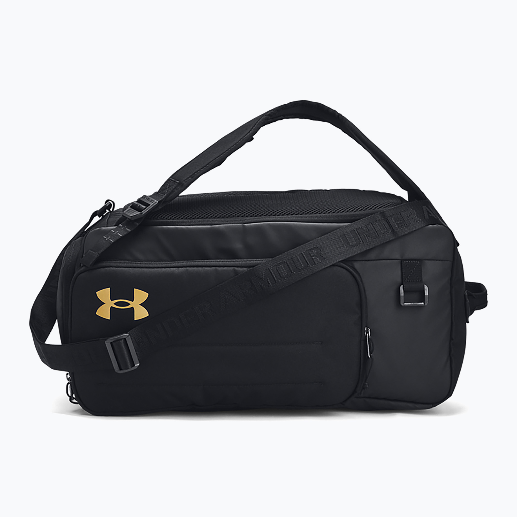 Športová taška Under Armour Contain Duo 40 l black/metallic gold (Contain Duo 1381920-001)
