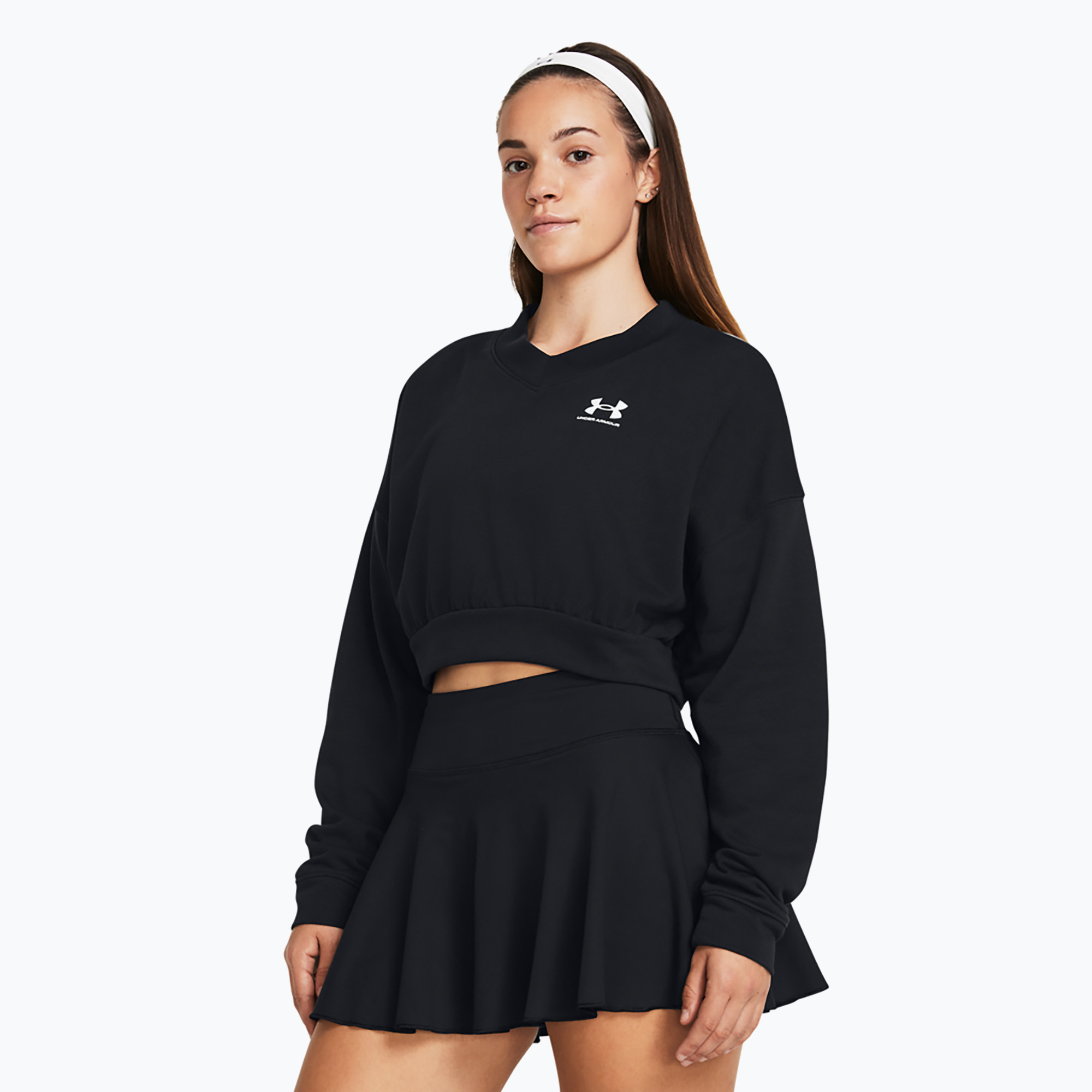 Dámska tréningová mikina Under Armour Rival Terry Os Crop Crew black/white (Rival Terry Os Crop Crew 1382738)