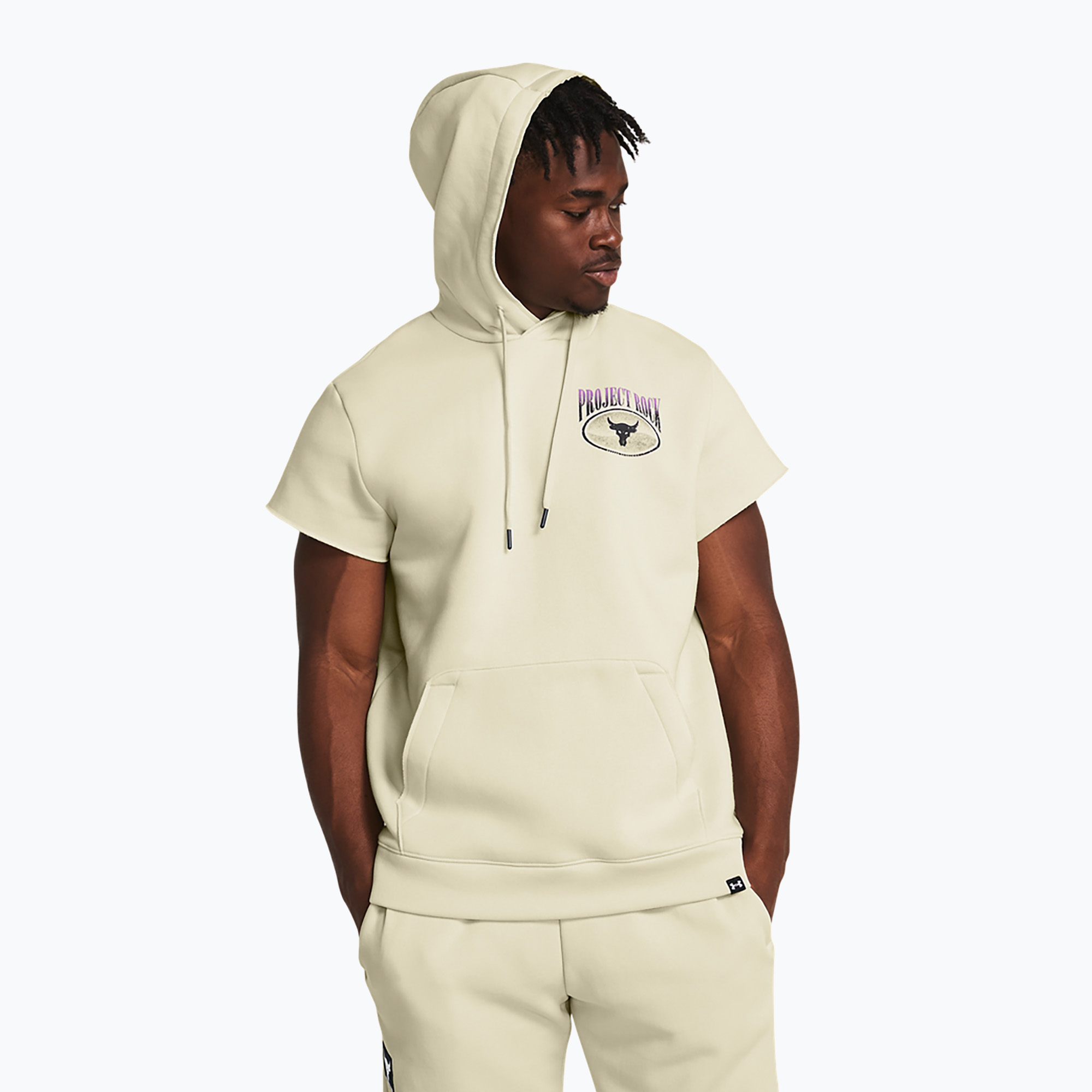 Мъжки суитшърт Under Armour Project Rock Q1 SS Icon Fleece Hoodie beige