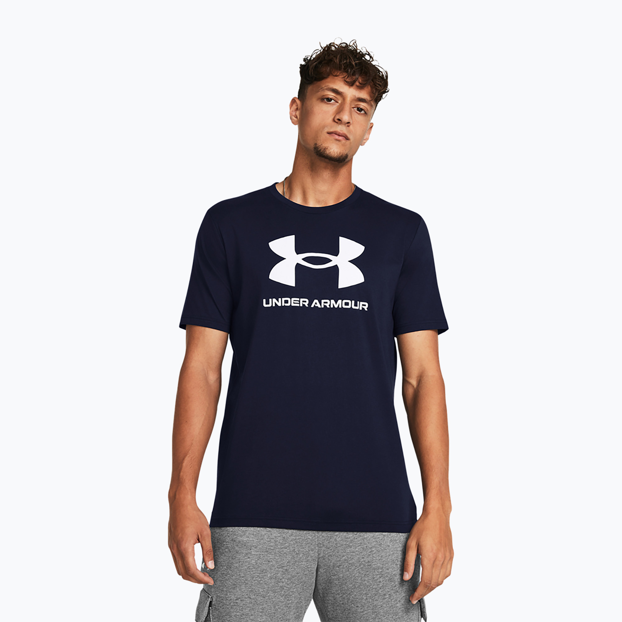 Koszulka treningowa męska Under Armour Sportstyle Logo Update academy/white 