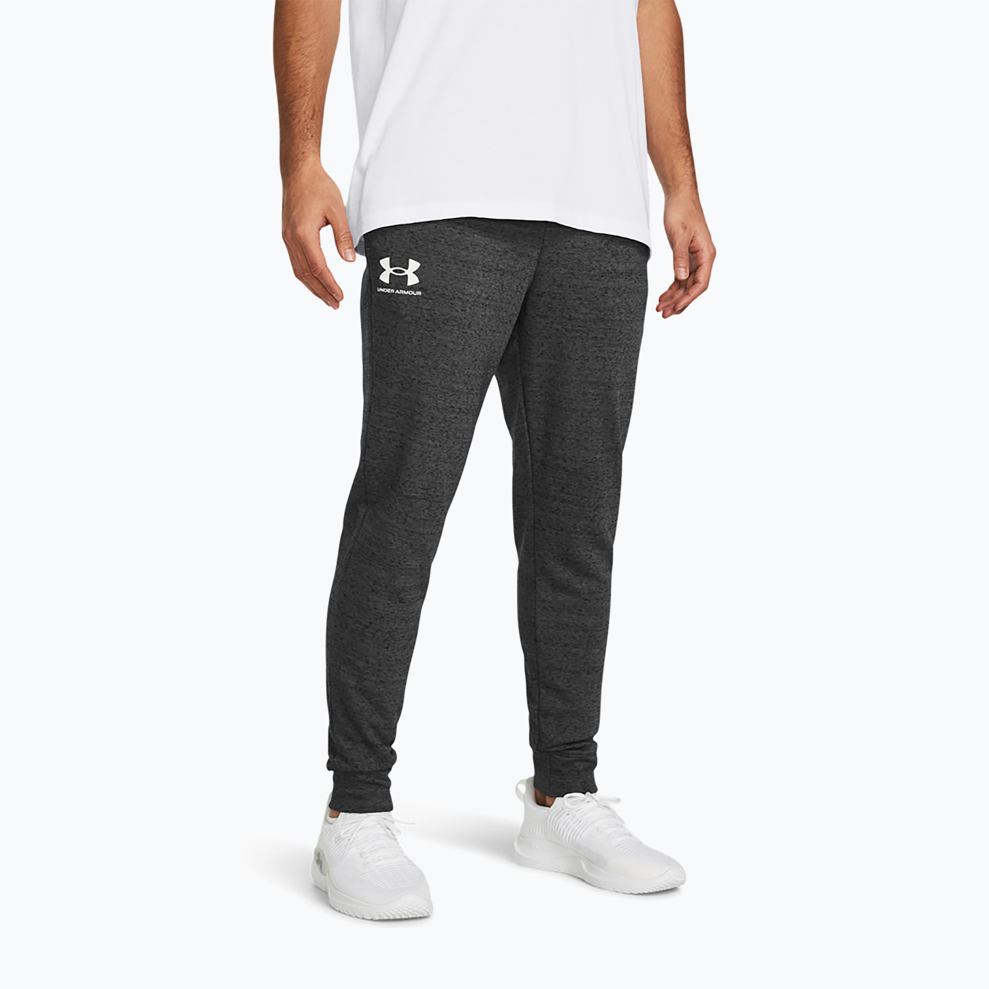 Spodnie męskie Under Armour Rival Terry Jogger castlerock light heather/onyx white 