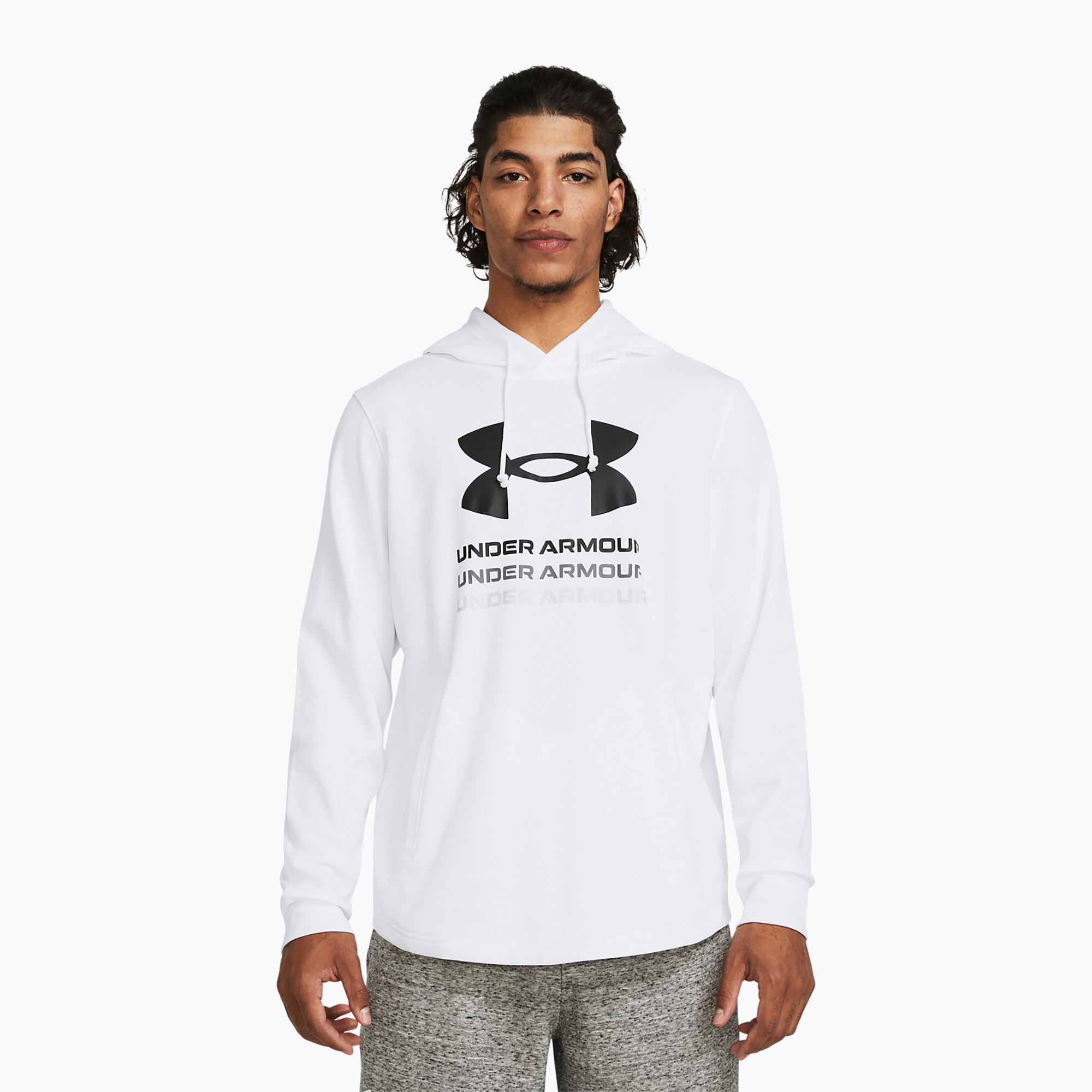 Bluza męska Under Armour Rival Terry Graphic Hood white/black 