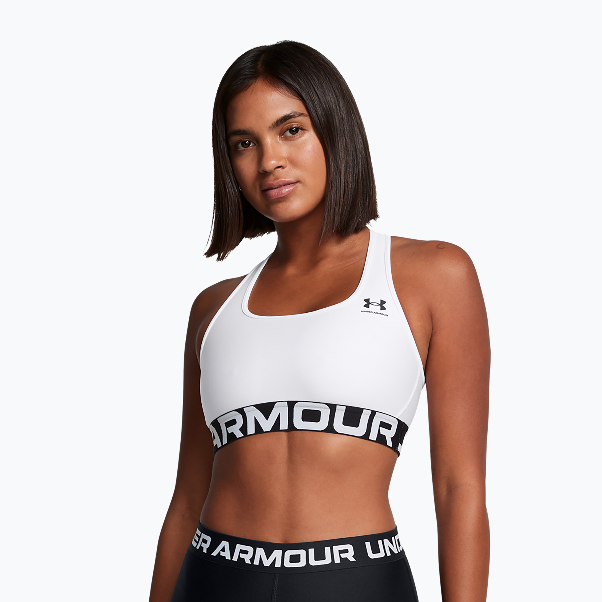 Biustonosz treningowy Under Armour HG Authentics Mid Branded white/black 