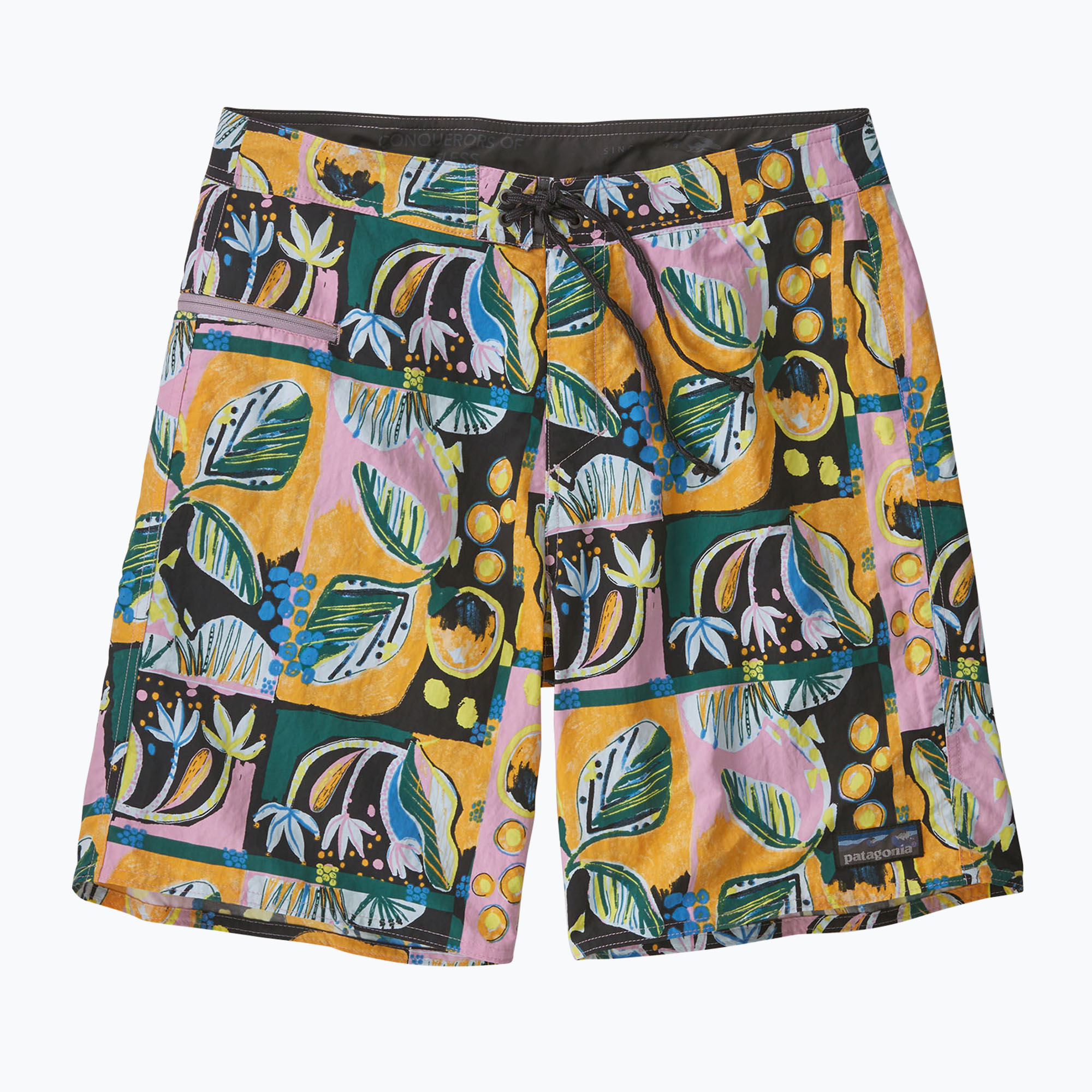 Pantaloncini da bagno Patagonia Wavefarer da uomo island seeds/milkweed malva