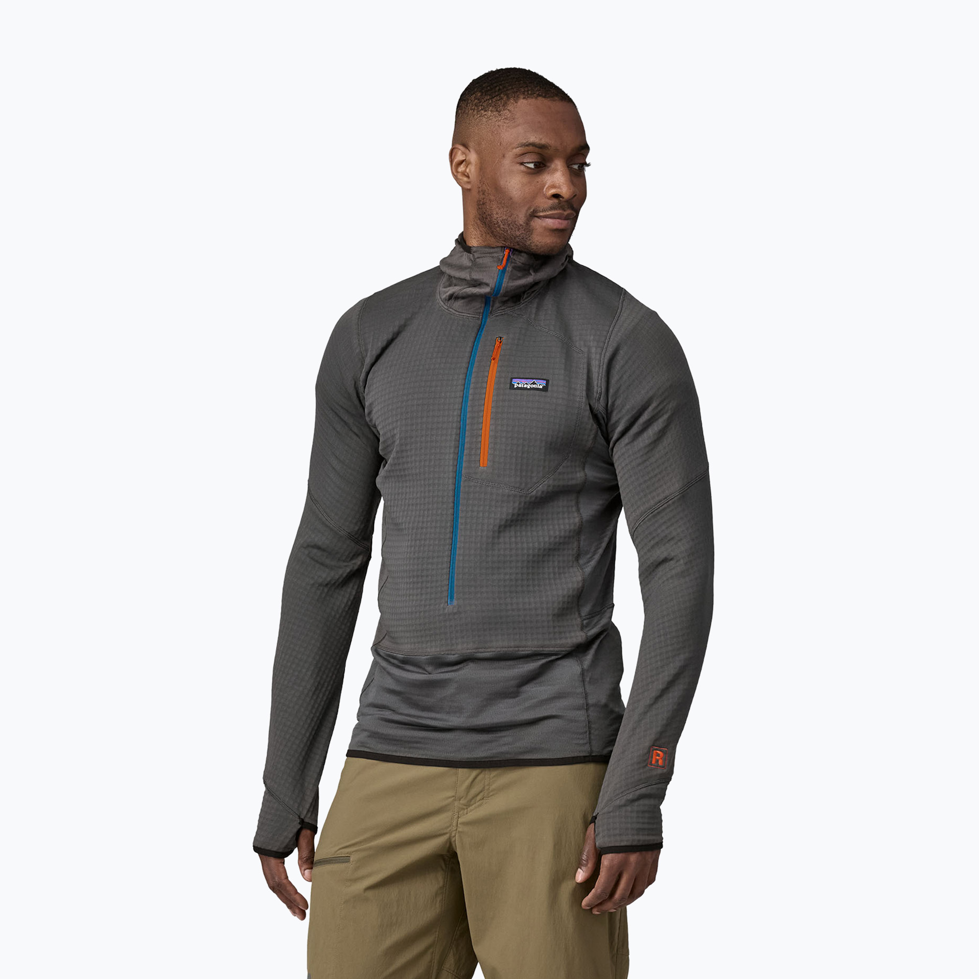 Bluza trekkingowa męska R1 Pullover Hoody forge grey w/endless blue 