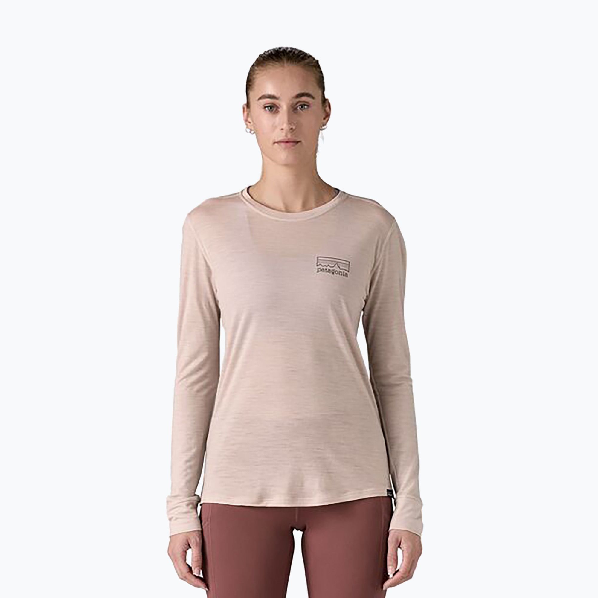 Longsleeve damski Patagonia Cap Cool Merino Blend Graphic fitz roy strata: shroom taupe 