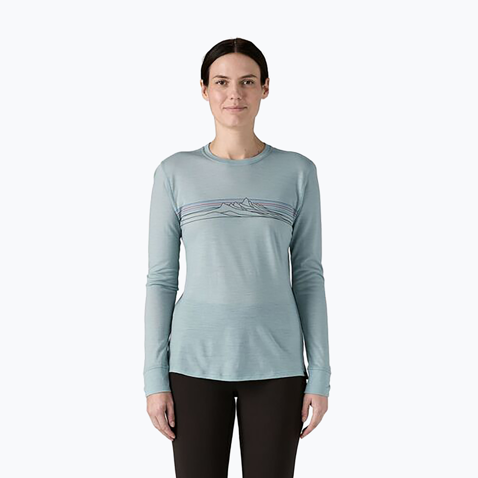Longsleeve damski Patagonia Cap Cool Merino Blend Graphic strata stripe: thermal blue 