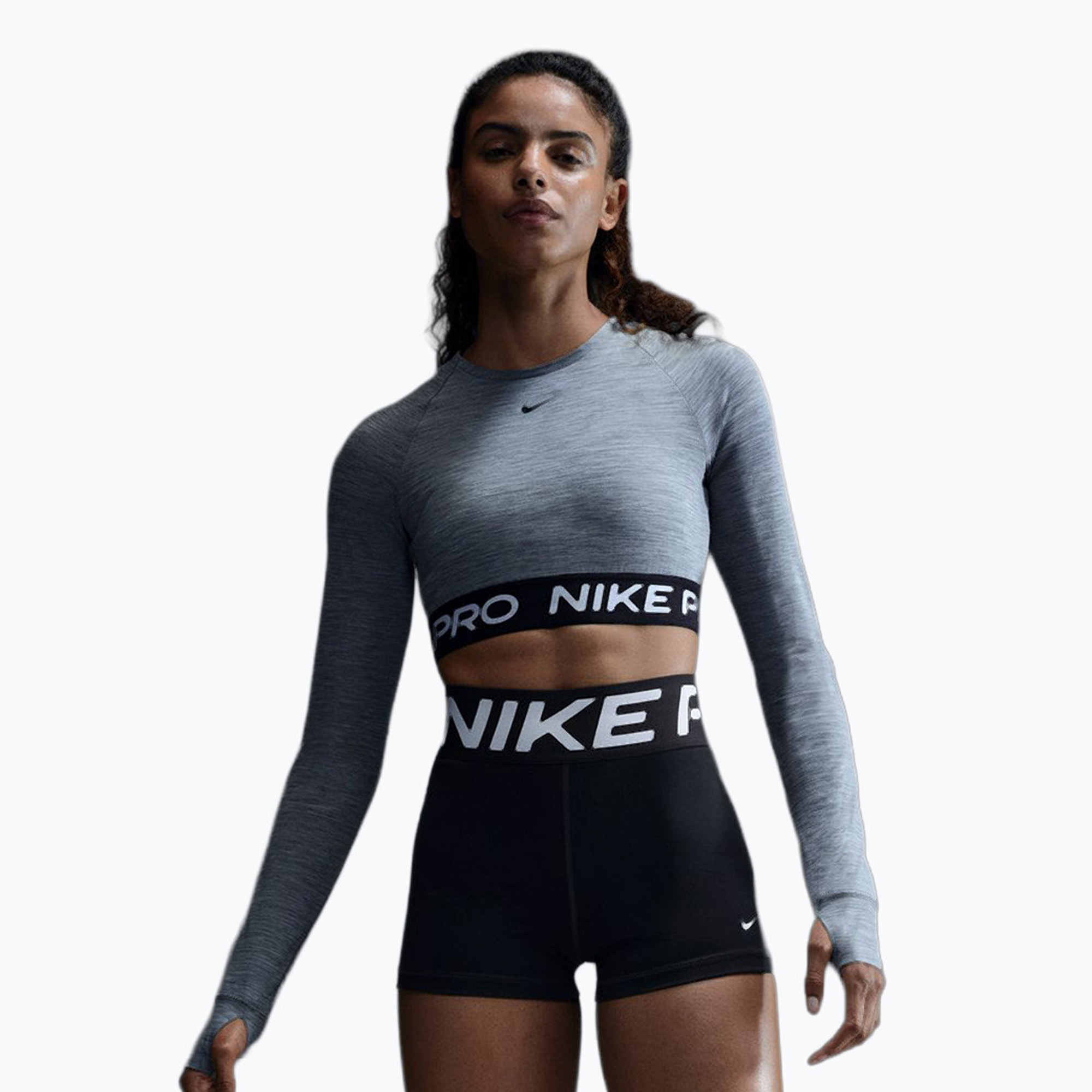 Top treningowy longsleeve damski Nike Pro 365 Dri-Fit smoke grey/heather 