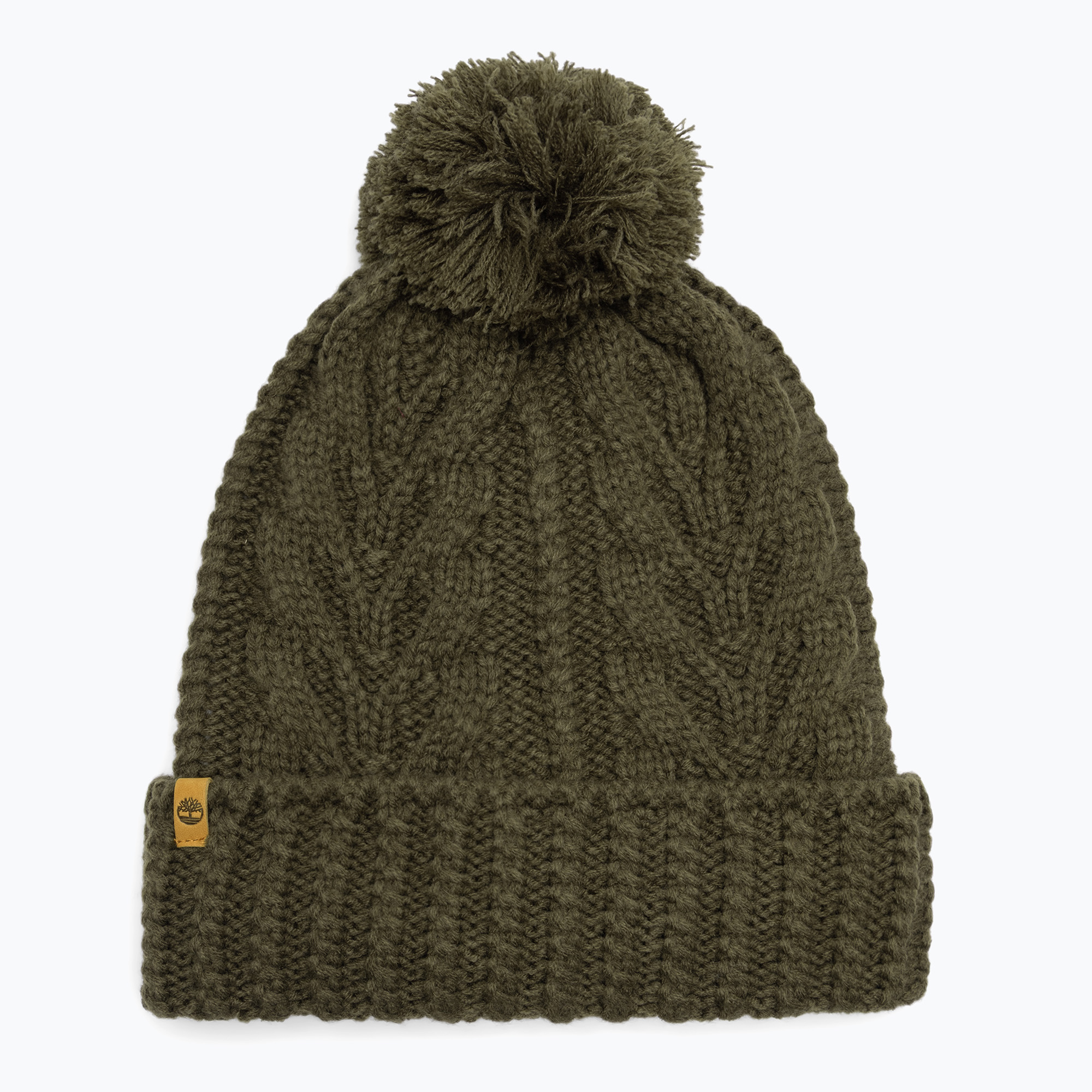 Дамска зимна шапка Timberland Cable Premium Pom Beanie leaf green