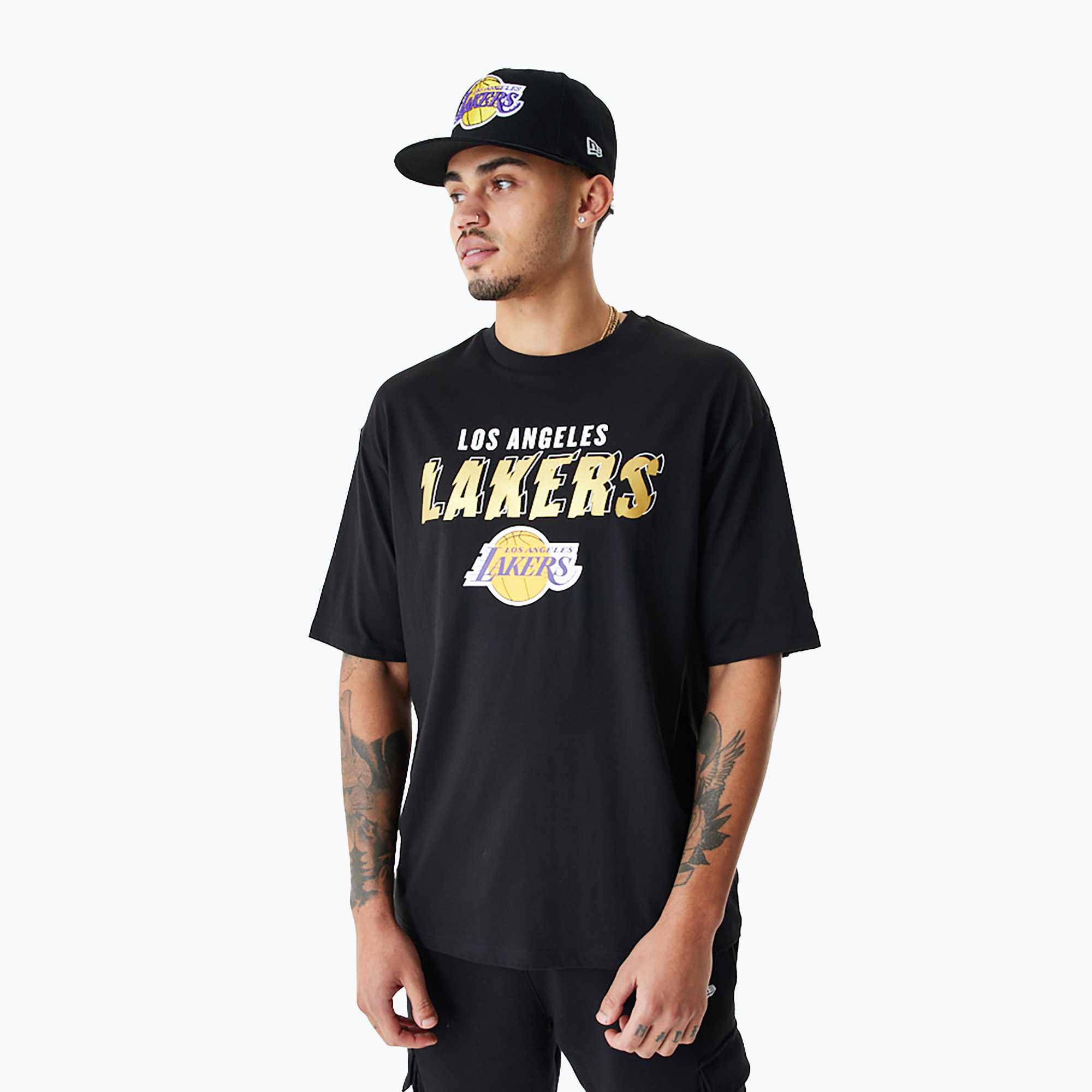 Koszulka męska New Era Team Script OS Tee Los Angeles Lakers black 