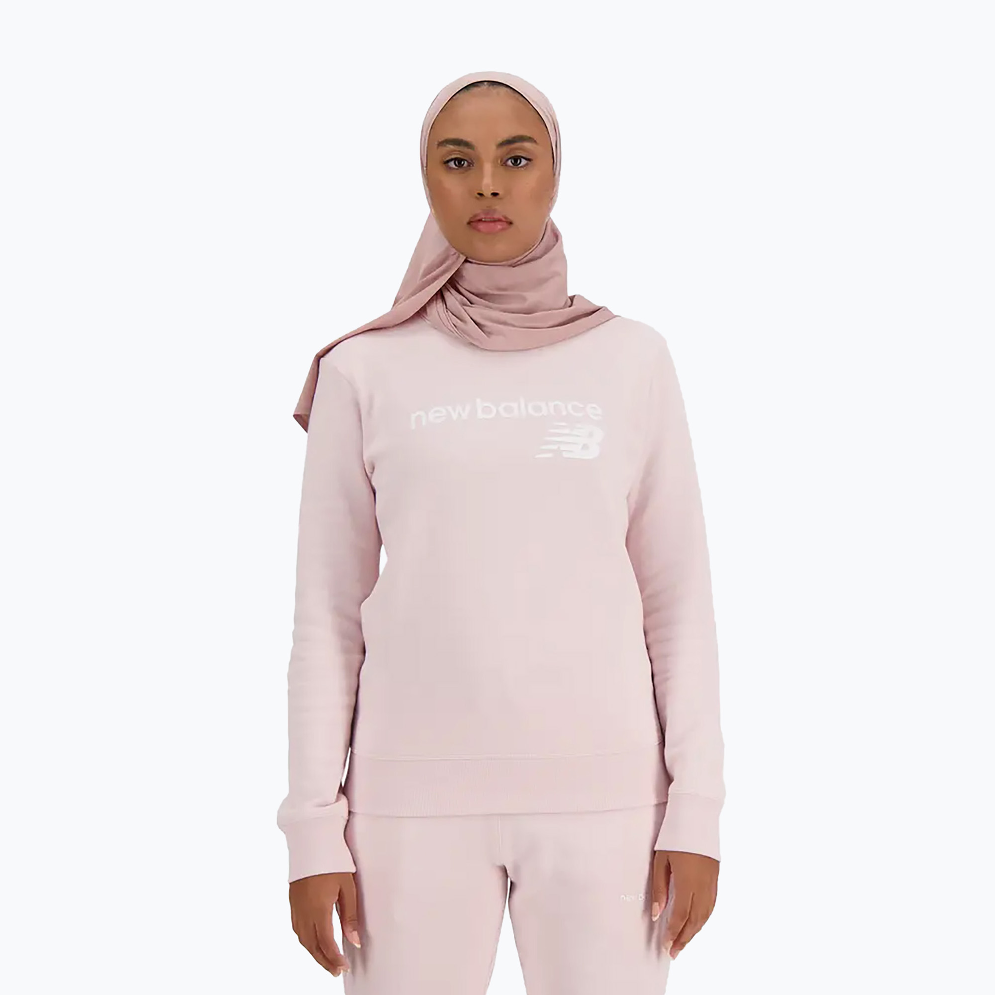 Bluza damska New Balance Classic Core Fleece Crew stone pink 