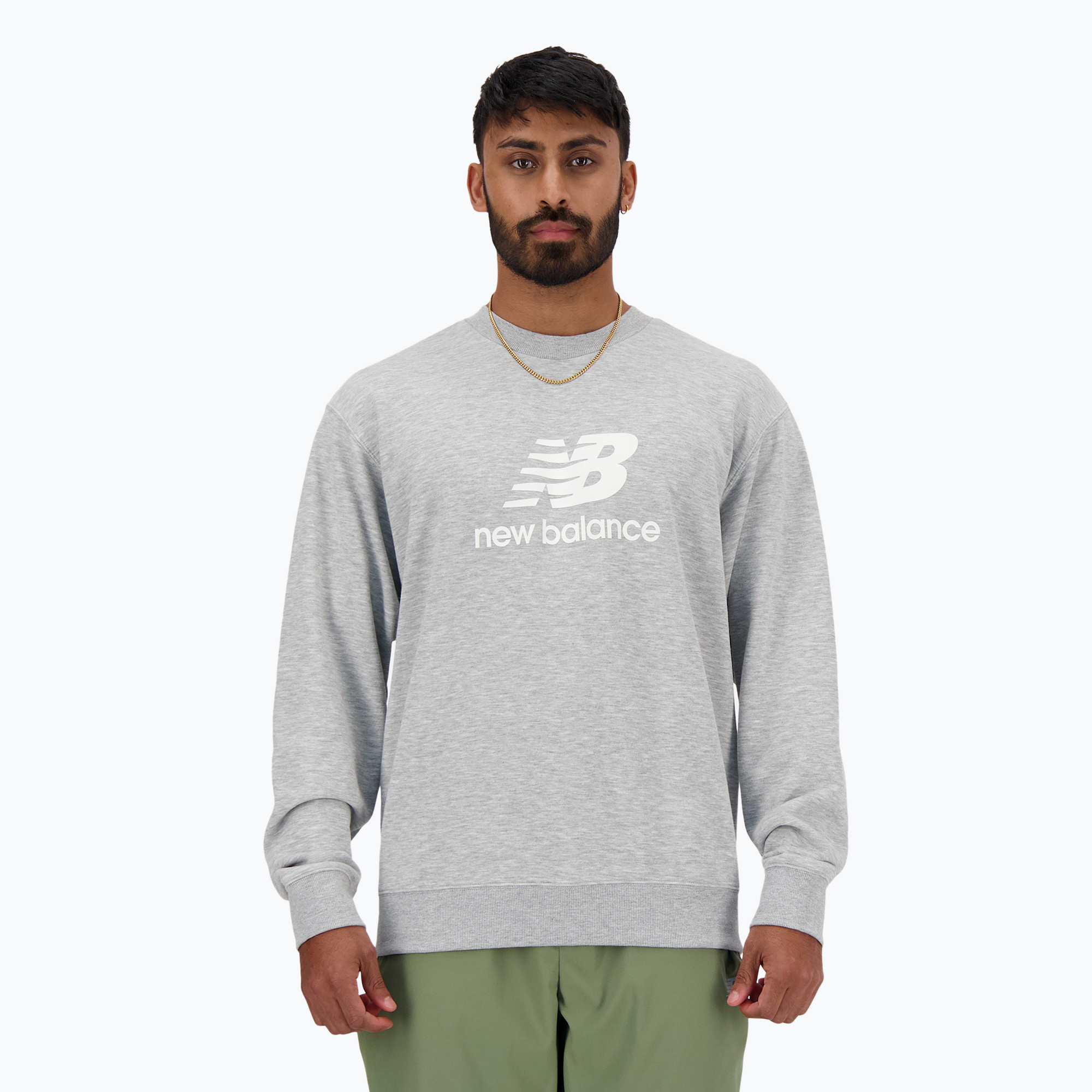 Bluza męska New Balance Stacked Logo French Terry Crew athletic grey 