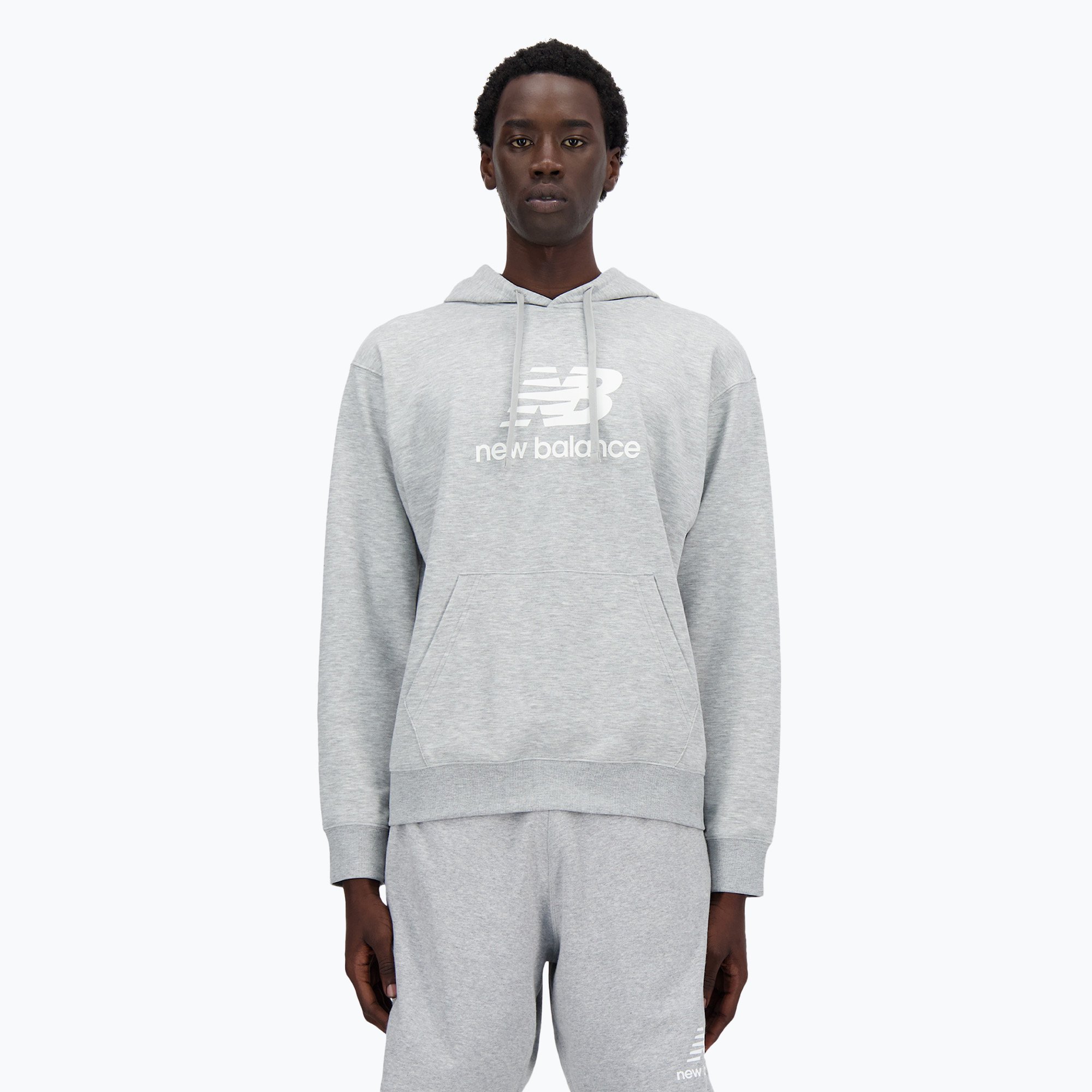 Bluza męska New Balance Stacked Logo French Terry Hoodie athletic grey 