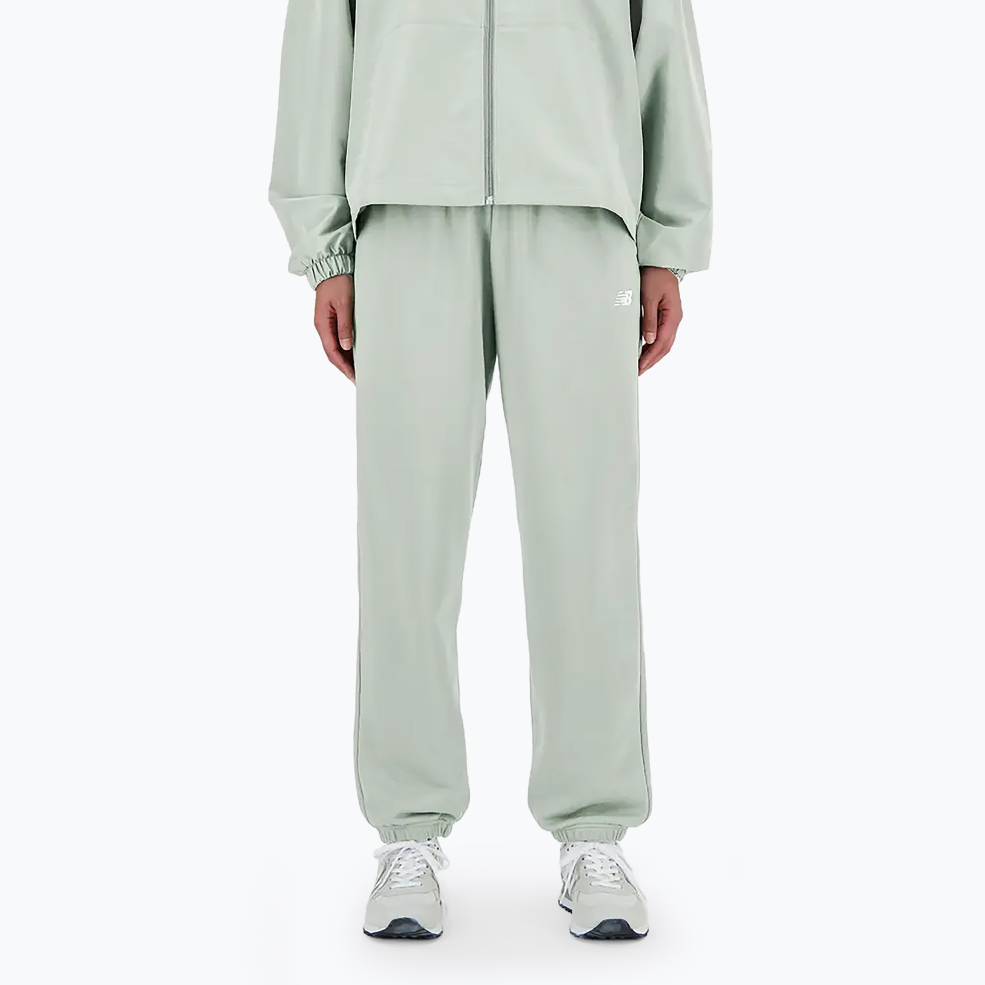 Spodnie damskie New Balance French Terry Jogger natural mint 