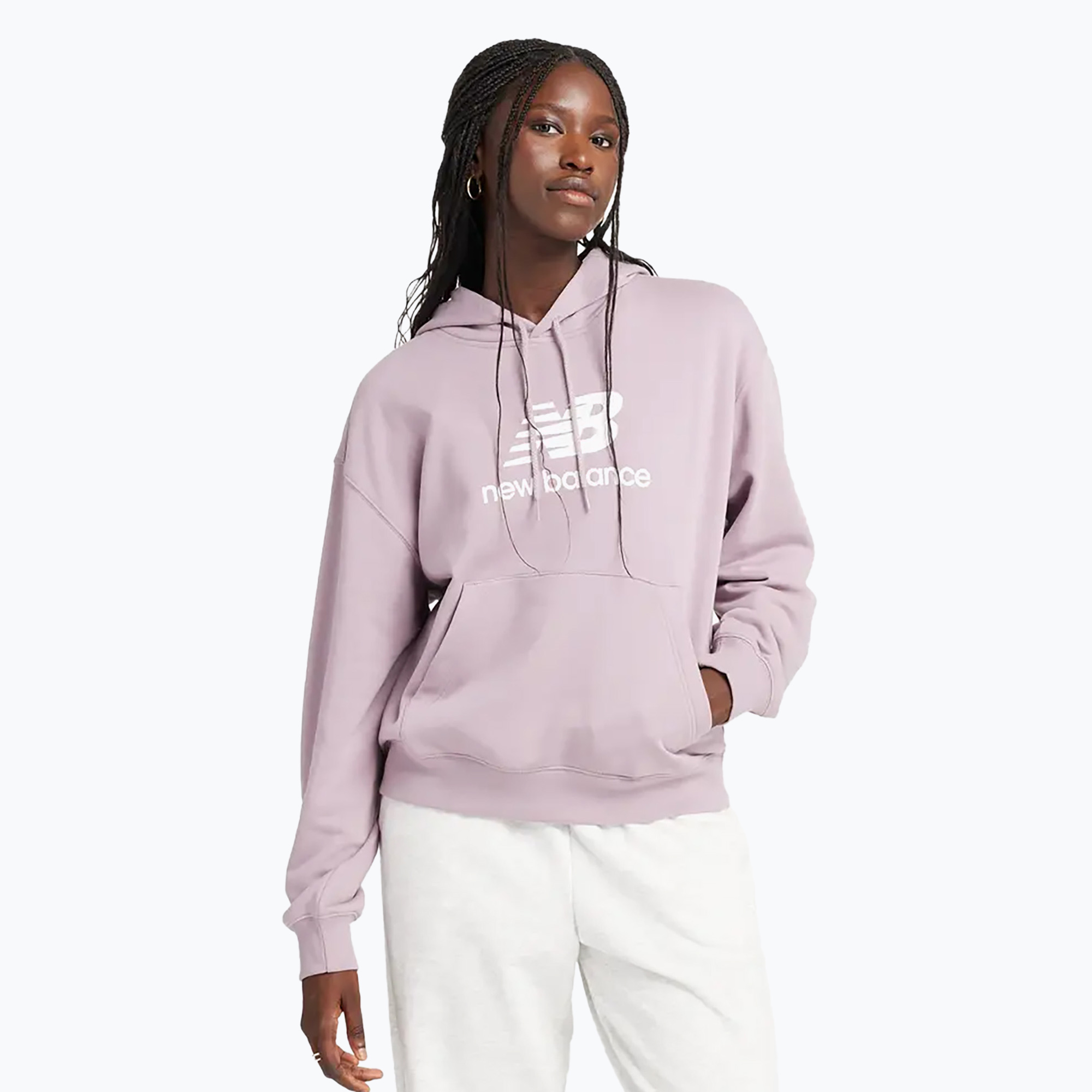 Bluza damska New Balance French Terry Stacked Logo Hoodie icewine 