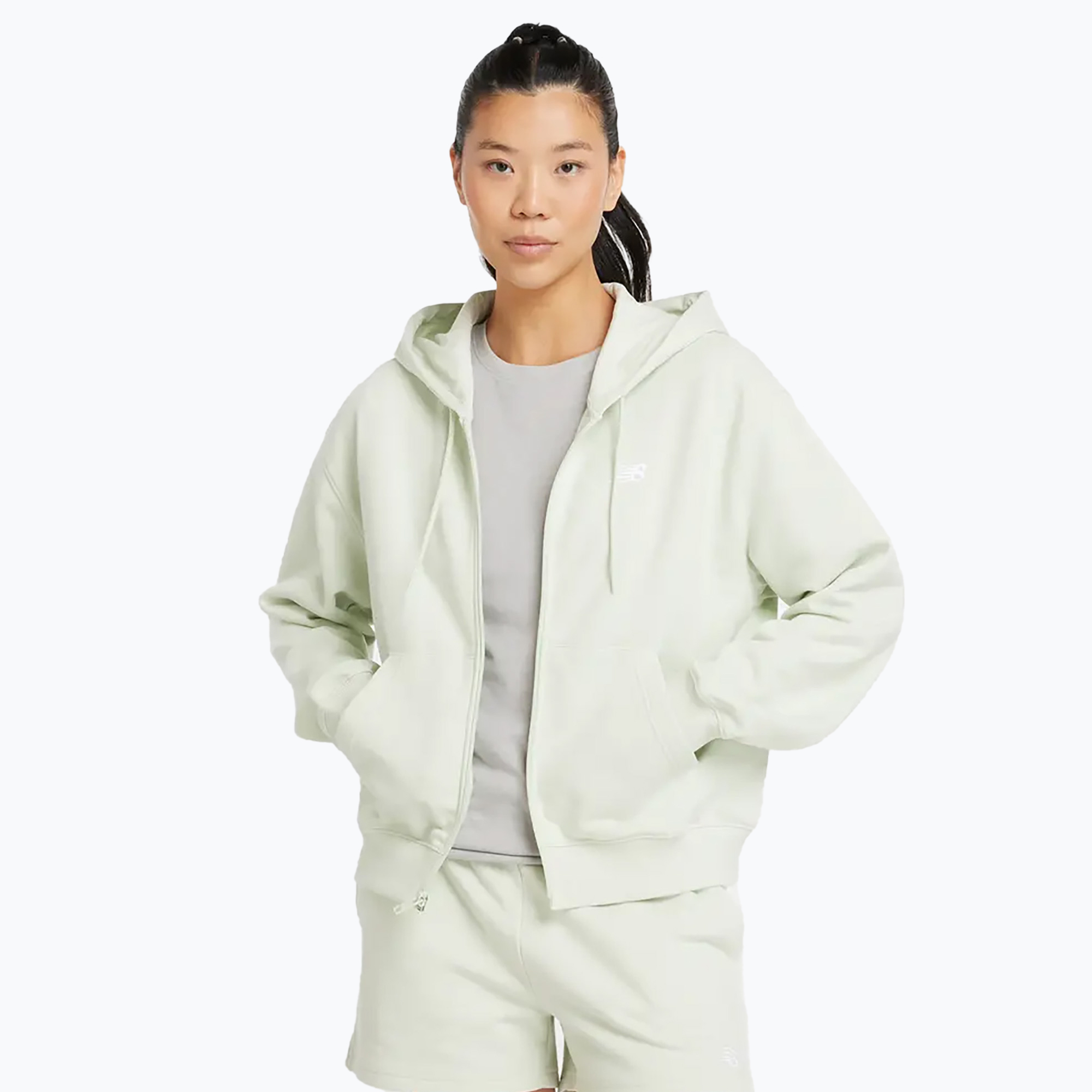 Bluza damska New Balance French Terry Full Zip natural mint 