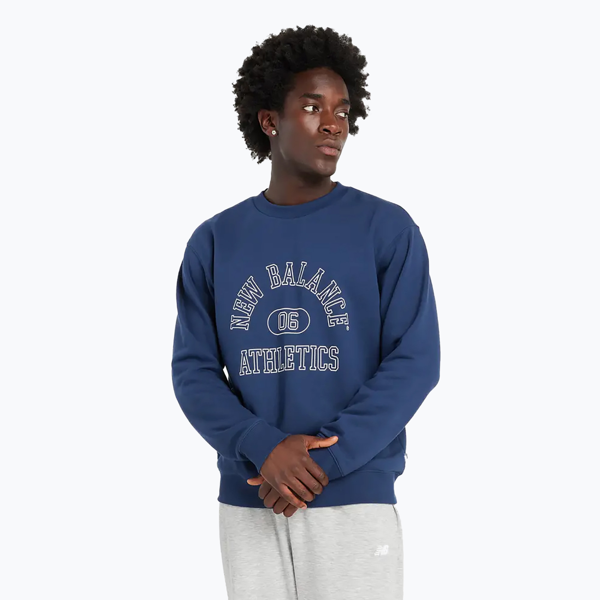 Bluza męska New Balance Graphic Crew navy 