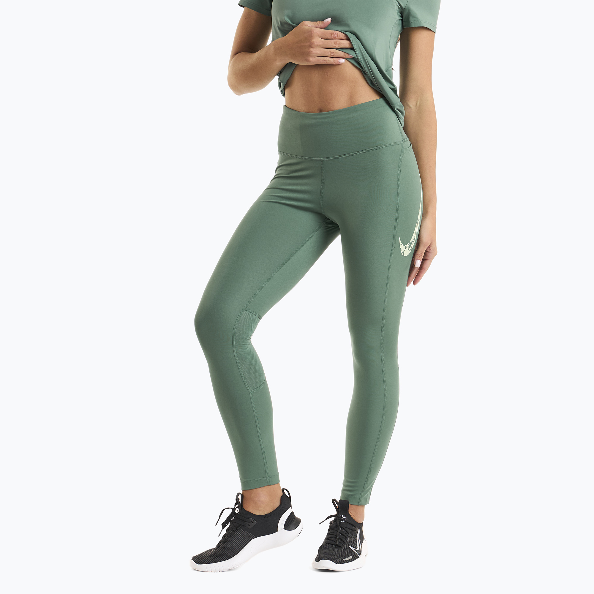 Legginsy do biegania damskie Nike Fast Mid Rise 7/8 bicoastal/vapor green 