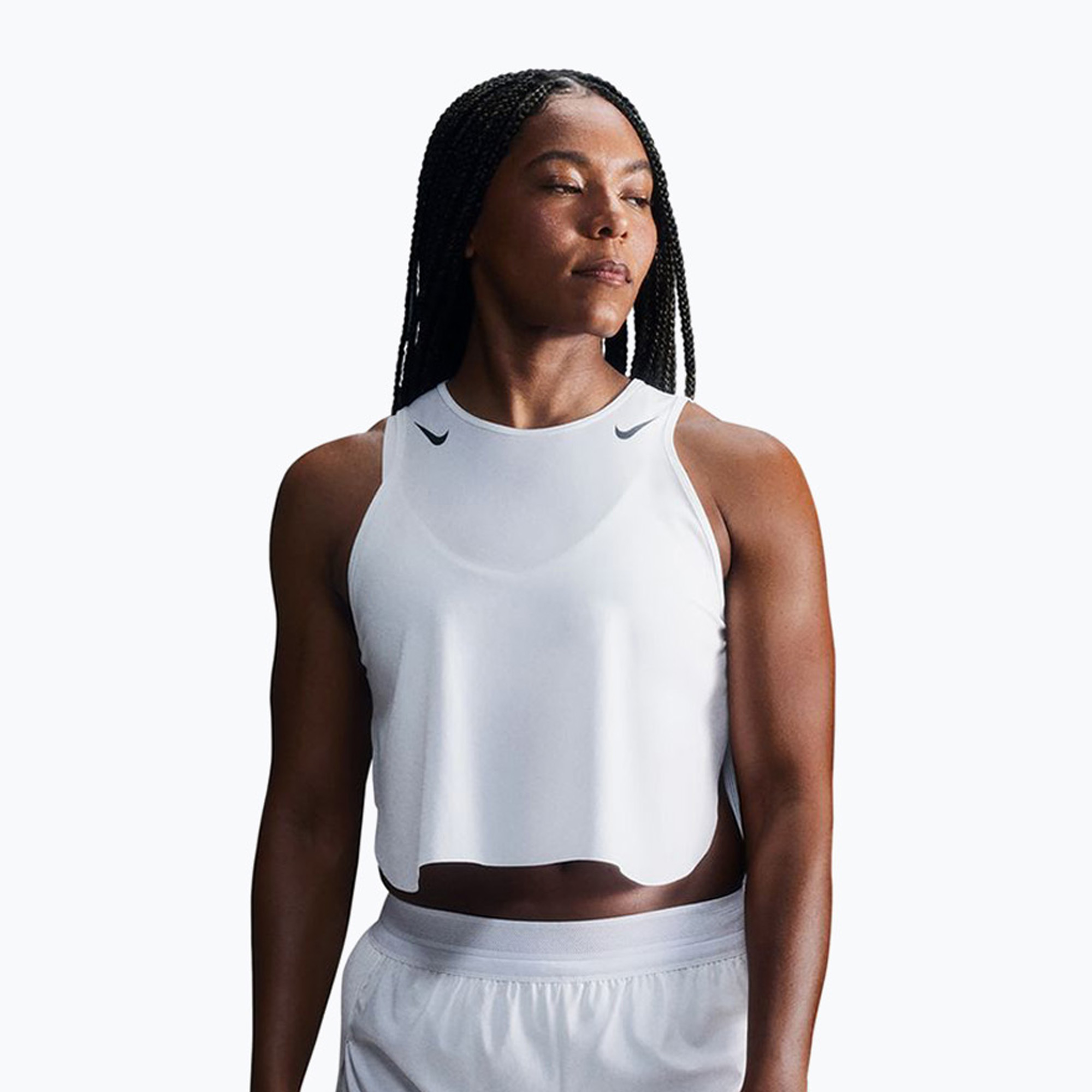Koszulka do biegania damska Nike AeroSwift Dri-Fit ADV Cropped Tank Top off white/black 