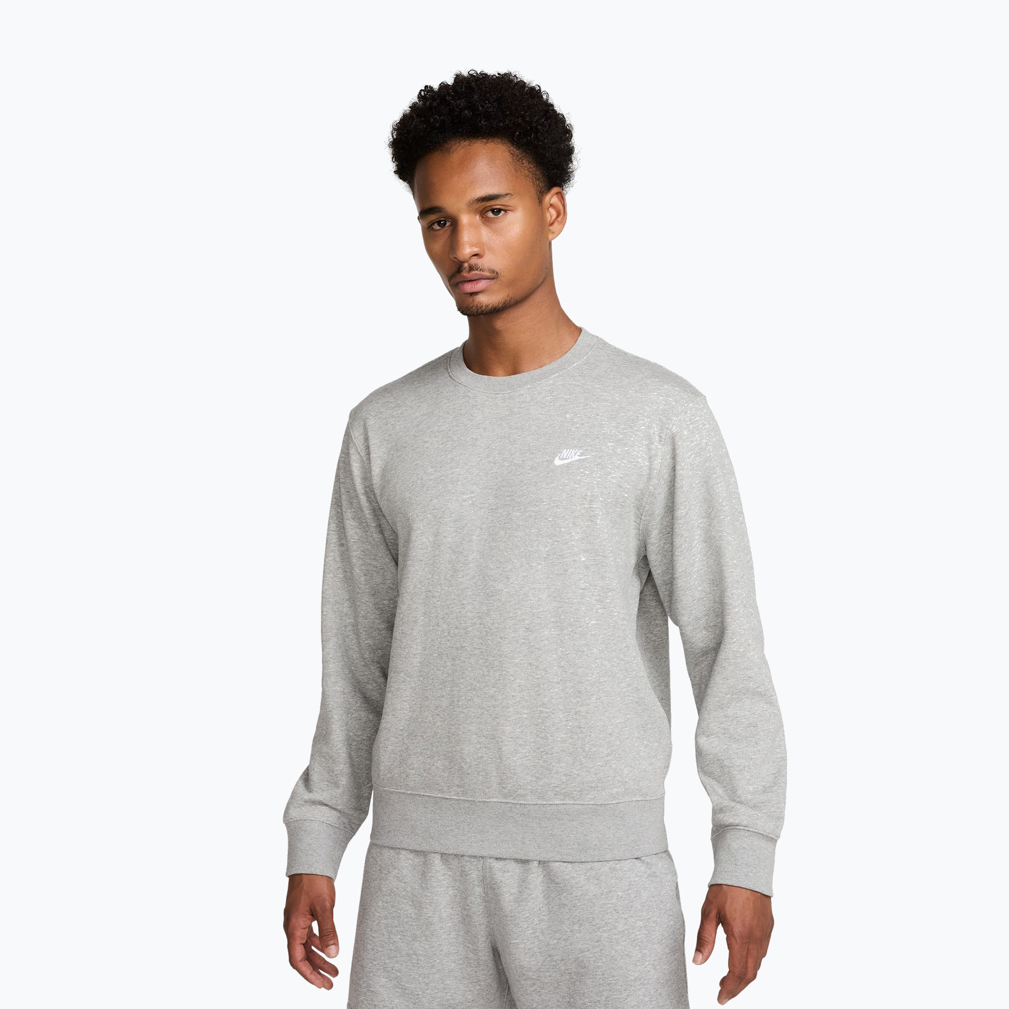 Bluza męska Nike Club French Terry Crew dark grey heather/white 