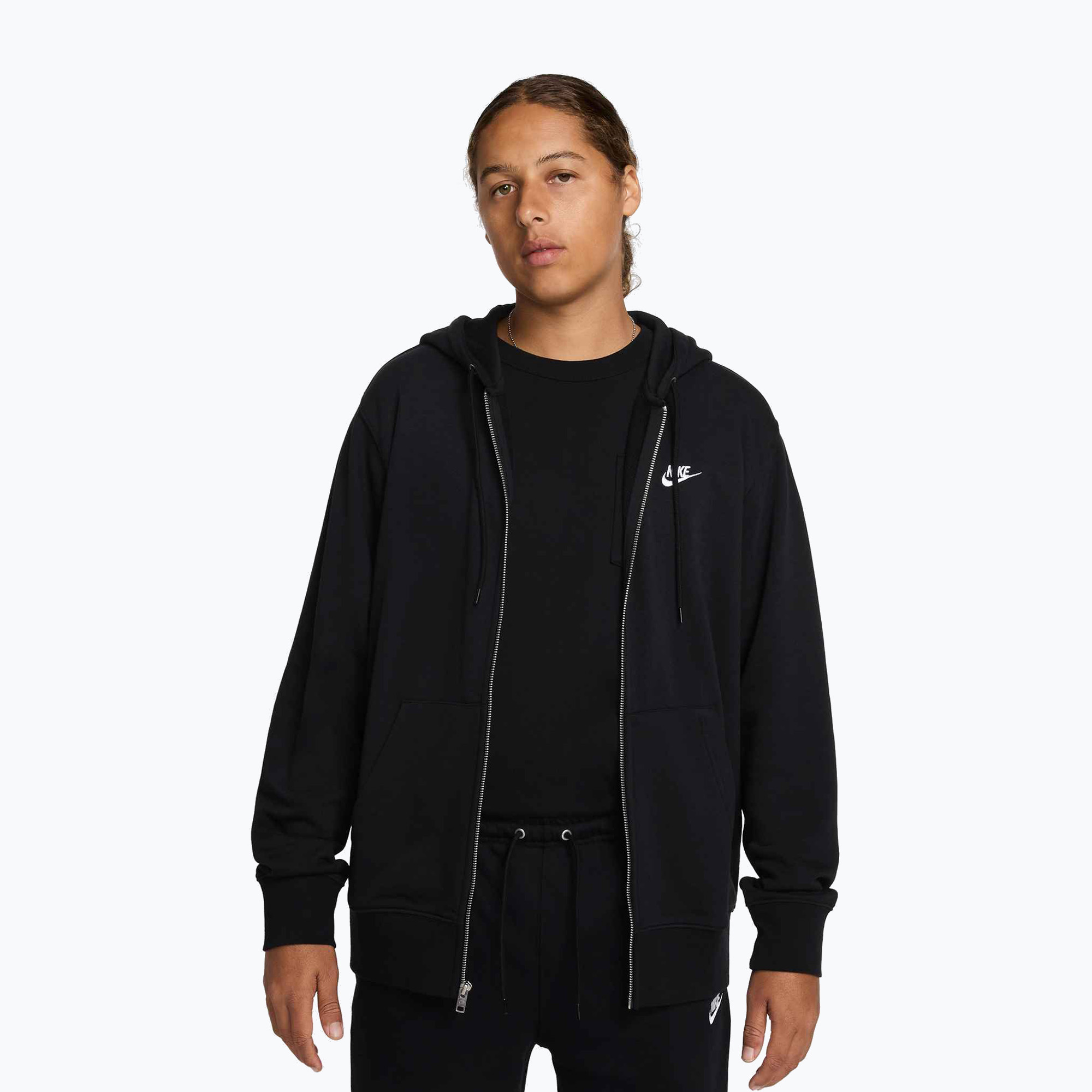 Bluza męska Nike Club FZ Hoodie black/black/white 