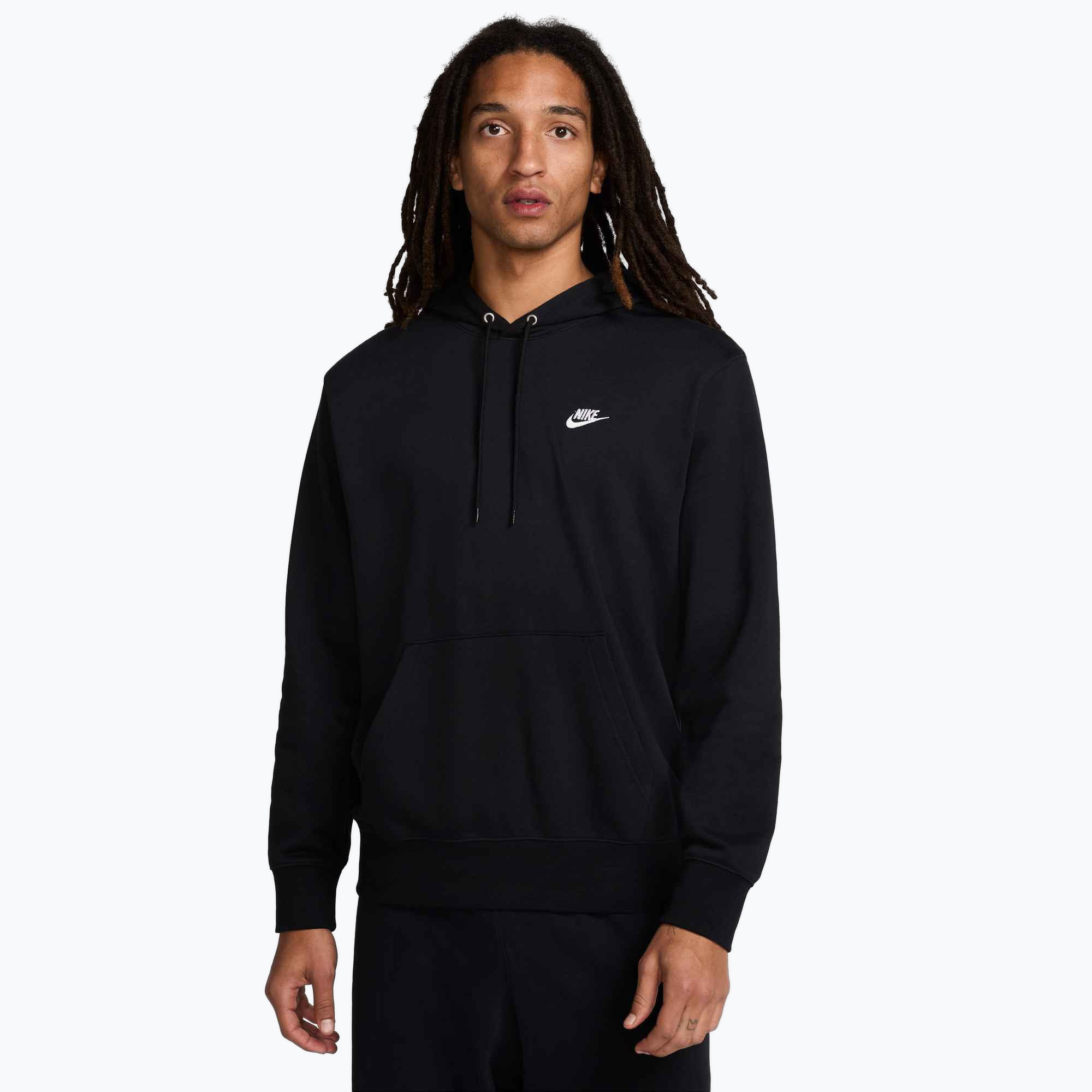 Bluza męska Nike Club French Terry Pullover Hoodie black/black/white 