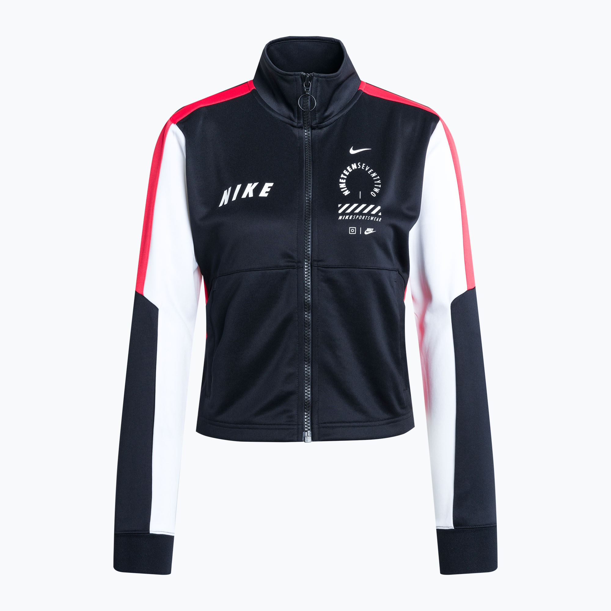 Nike Sportswear Tracksuit Top donna nero/light crimson/bianco (XS) (Sportswear Tracksuit Top HF5958-010)