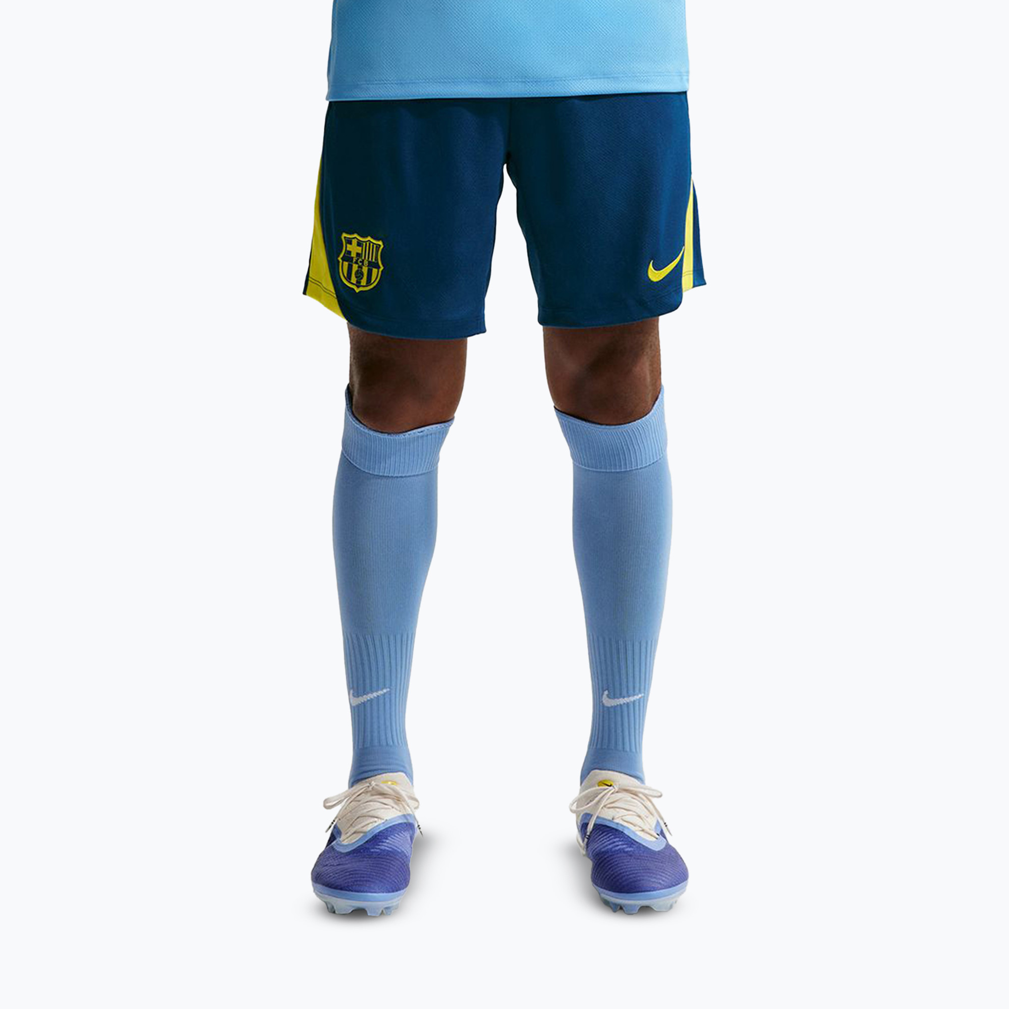 Spodenki piłkarskie męskie Nike FC Barcelona Strike SE gym blue/opti yellow/opti yellow 