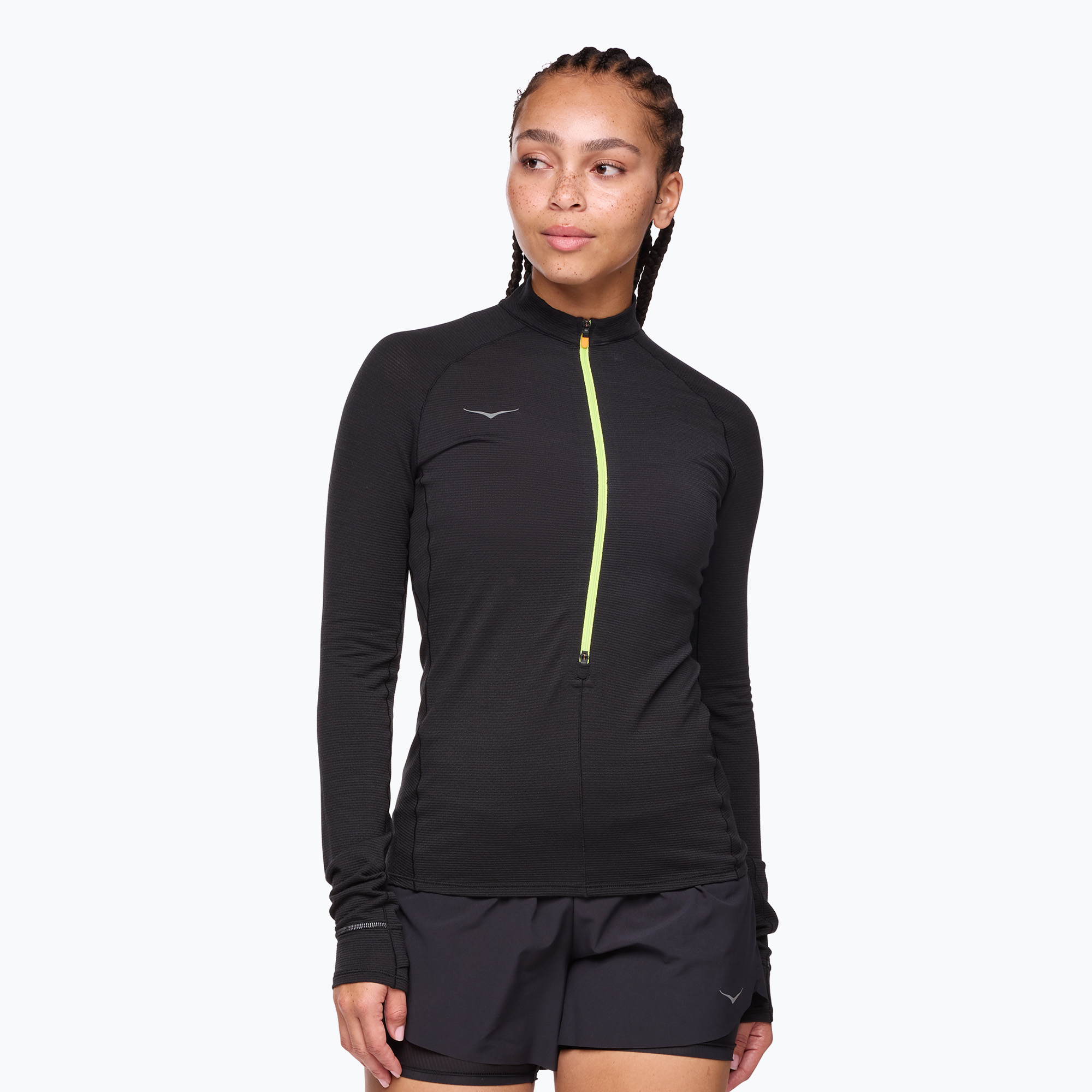 Longsleeve do biegania damski HOKA BaseZip Long Sleeve black 