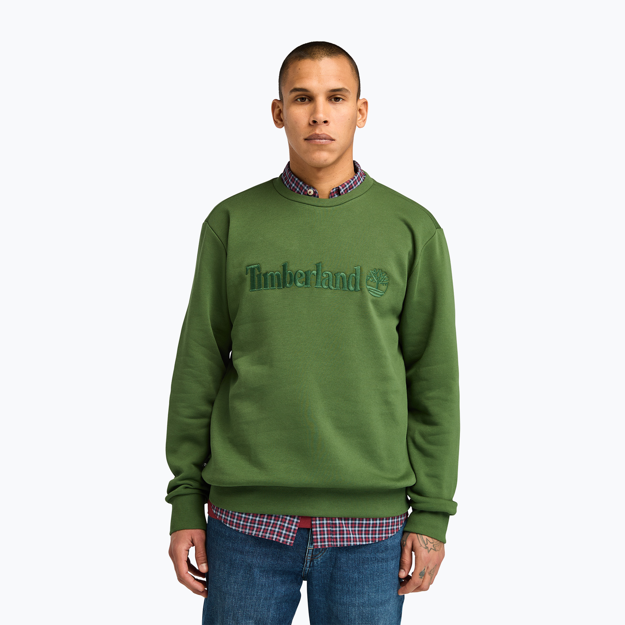 Bluza męska Timberland Embroidery Tonal Crew Neck black forest green 