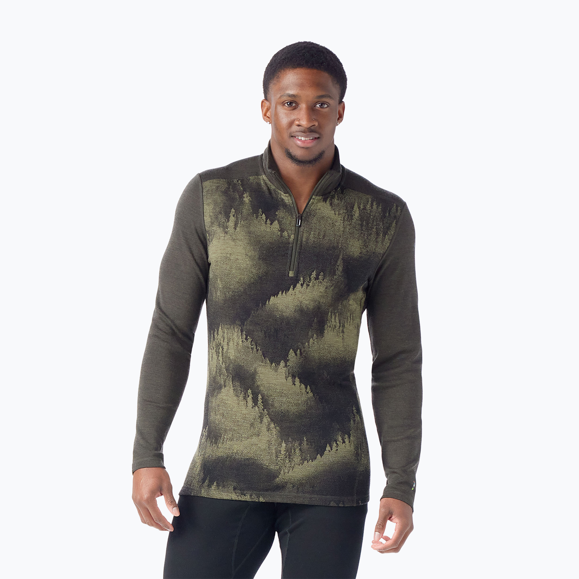 Smartwool Classic Thermal Merino Base Layer 1/4 Zip Uomo in scatola north woods foggy pines thermal sweatshirt (XL) (Classic Thermal Merino Base Layer