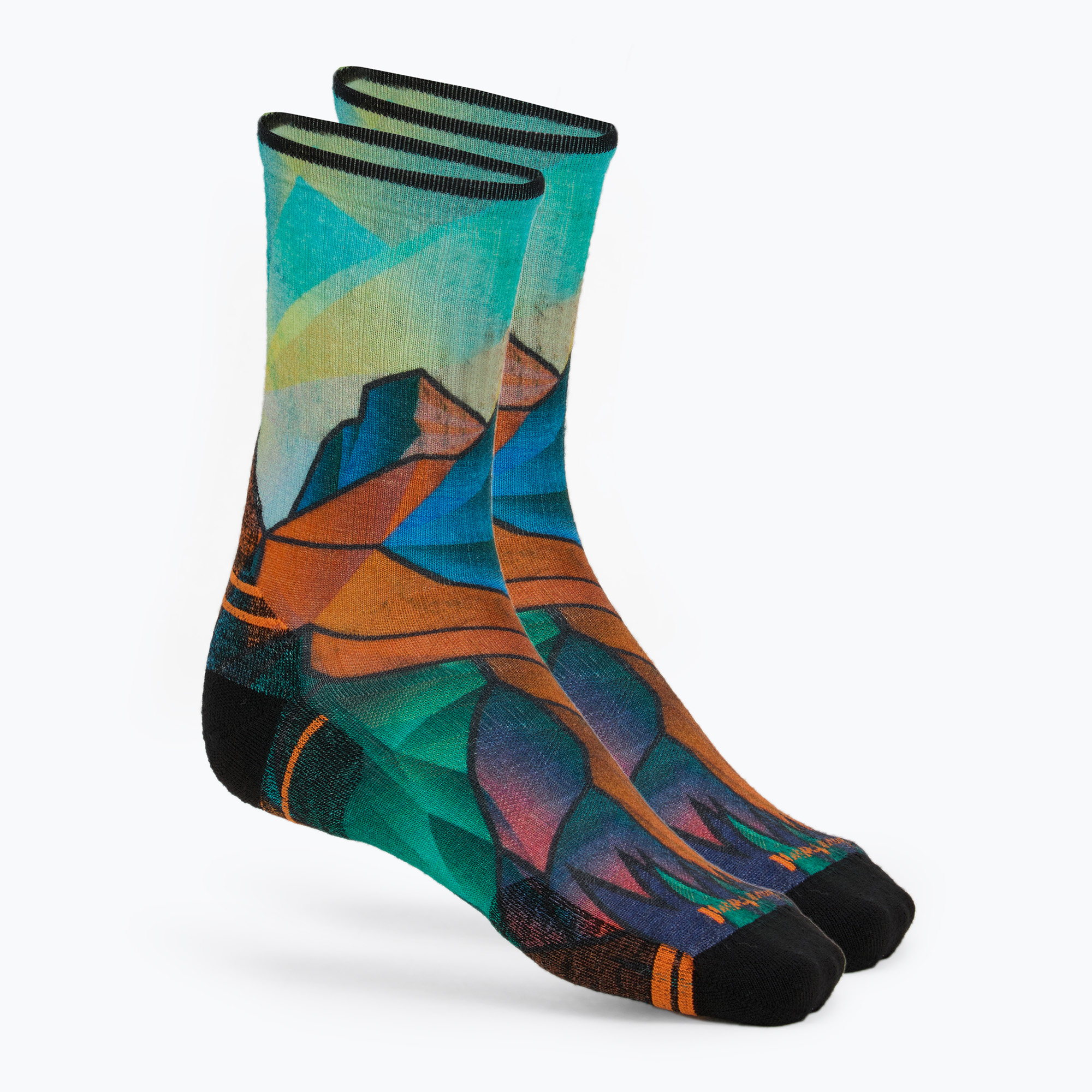 Smartwool дамски чорапи Hike Targeted Cushion Mountain Prism Print Crew orange rust