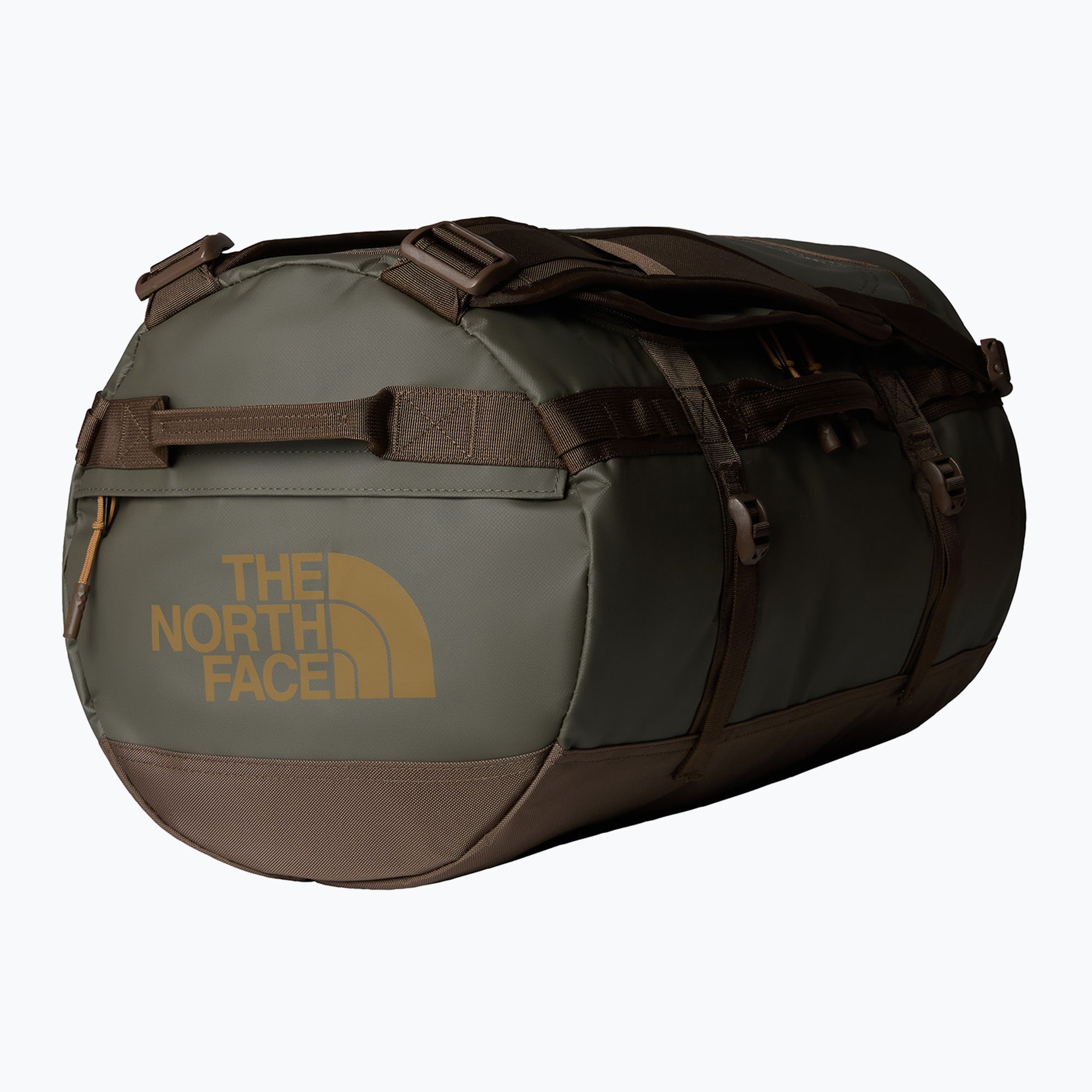 Cestovná taška The North Face Base Camp Duffel S 50 l new taupe green/smokey brown/utility brown (Base Camp Duffel S NF0A52STB7I1)