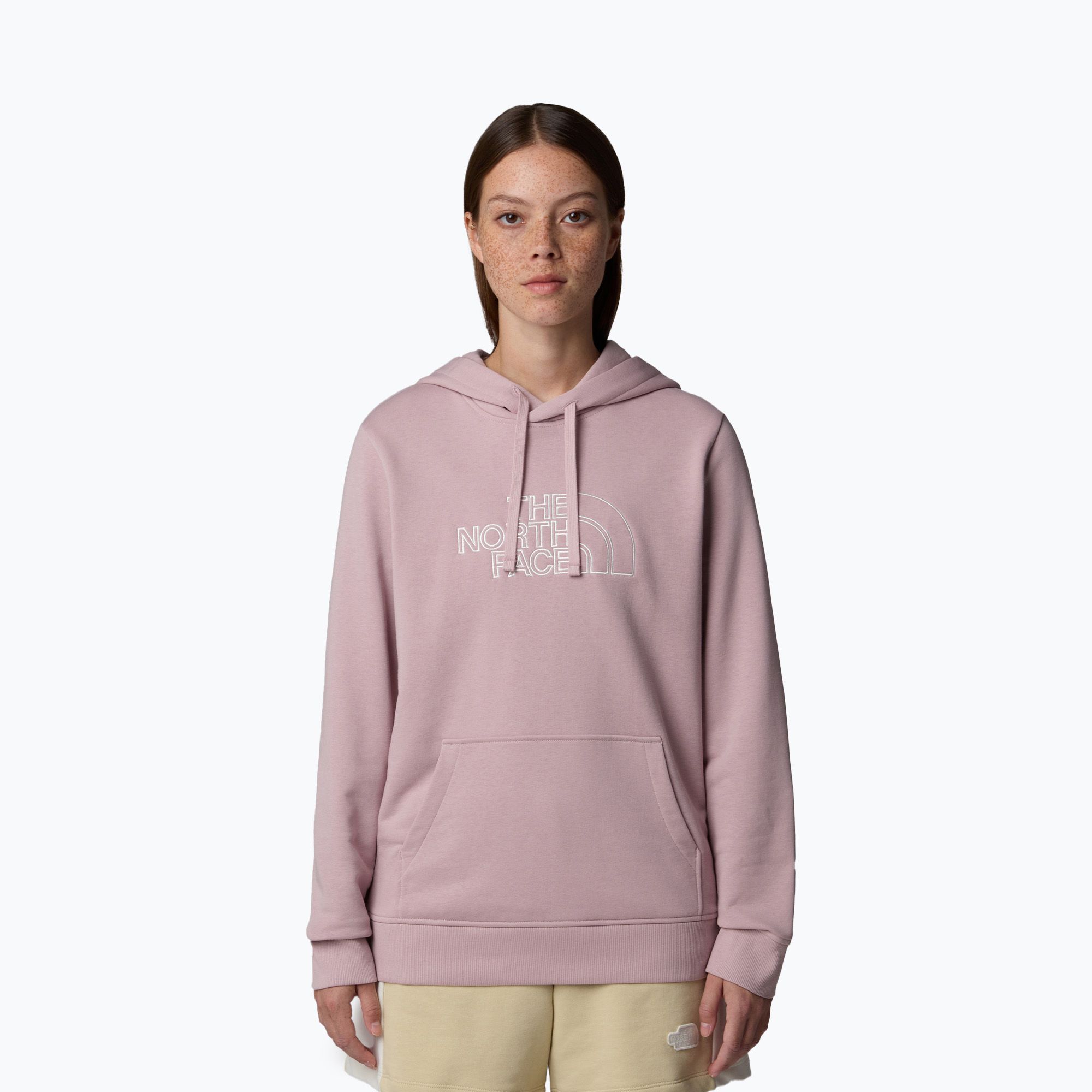 The North Face felpa con cappuccio Drew Peak Light da donna in metallo rosa/bianco dune (XL) (Drew Peak Light Hoodie NF0A8C1DARF1)