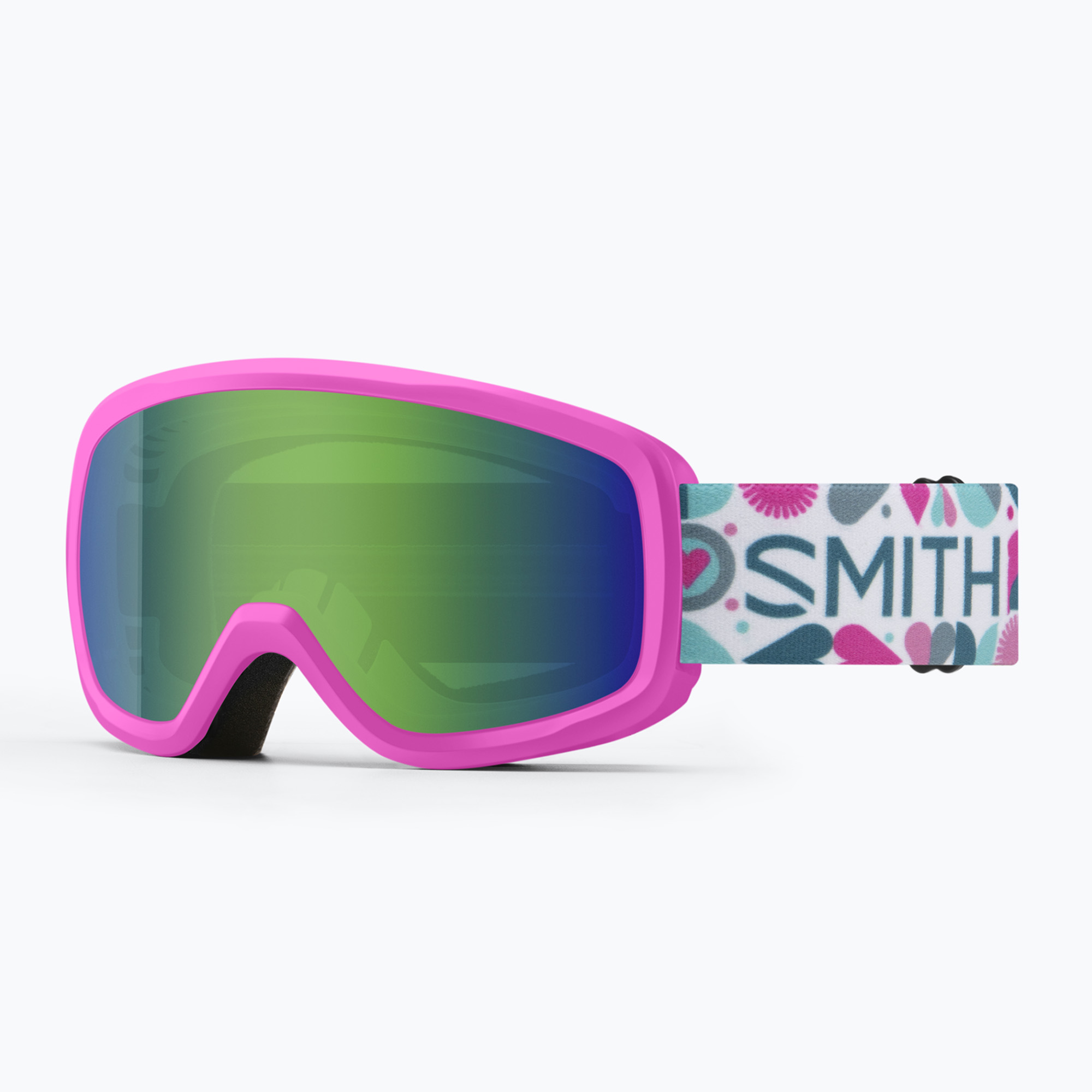 Скиорска маска Smith Snowday Jr vivid pink hearts/green sol-x mirror