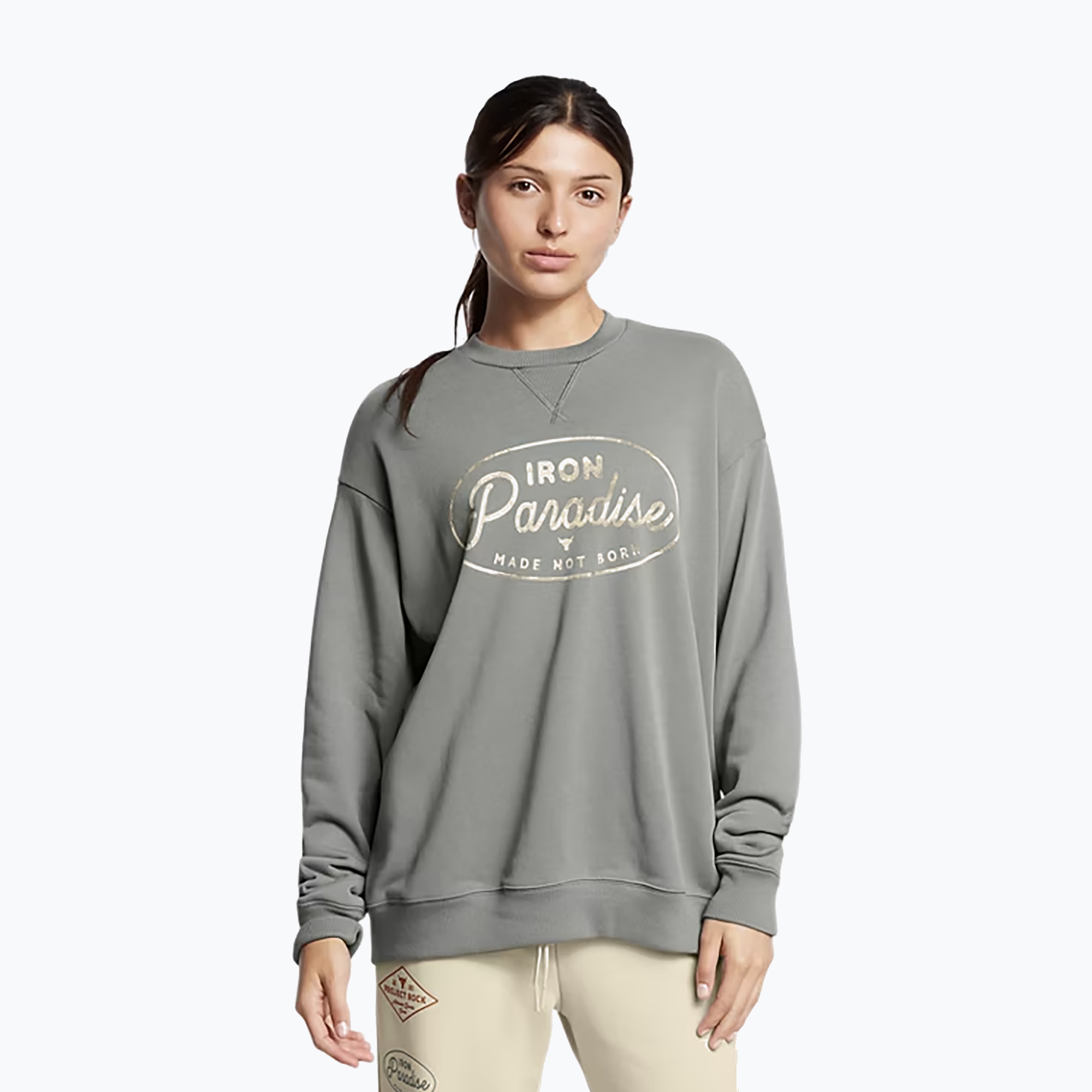Dámska mikina Under Armour Project Rock HWT Crew clay green/black
