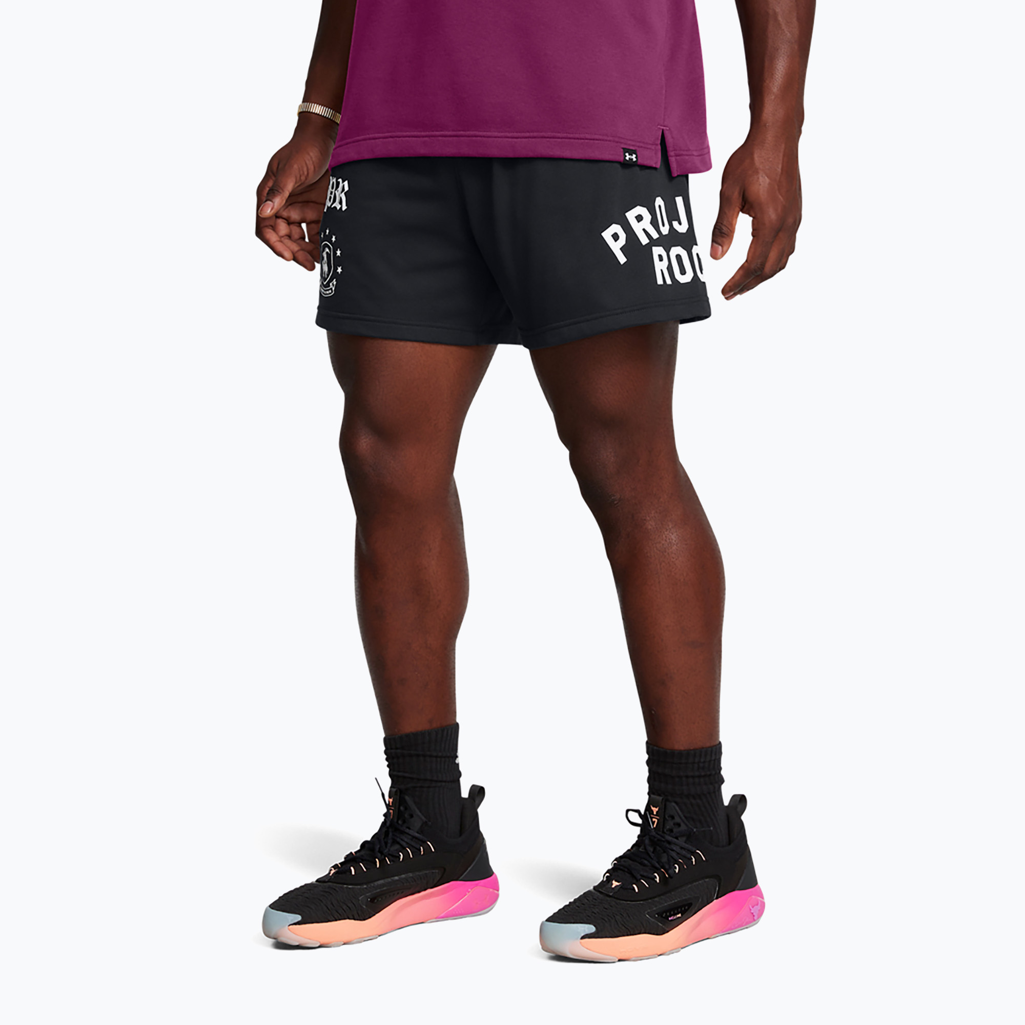 Мъжки къси панталони/шорти Under Armour Project Rock Terry Badge Of Honor Fleece black