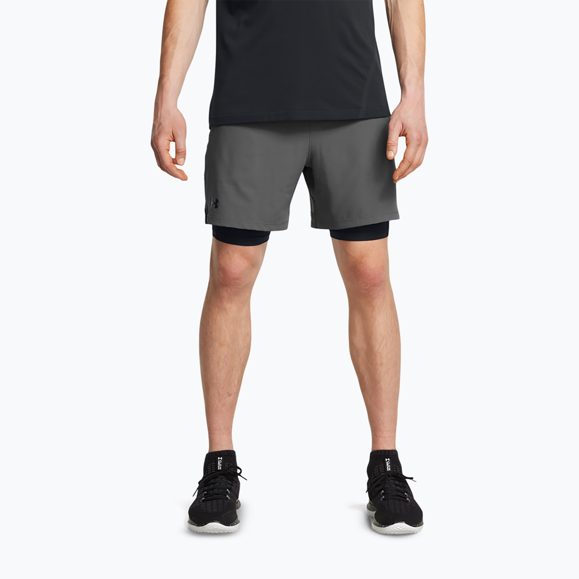 Spodenki treningowe męskie Under Armour Vanish Woven 2In1 Sts castlerock/black/black 