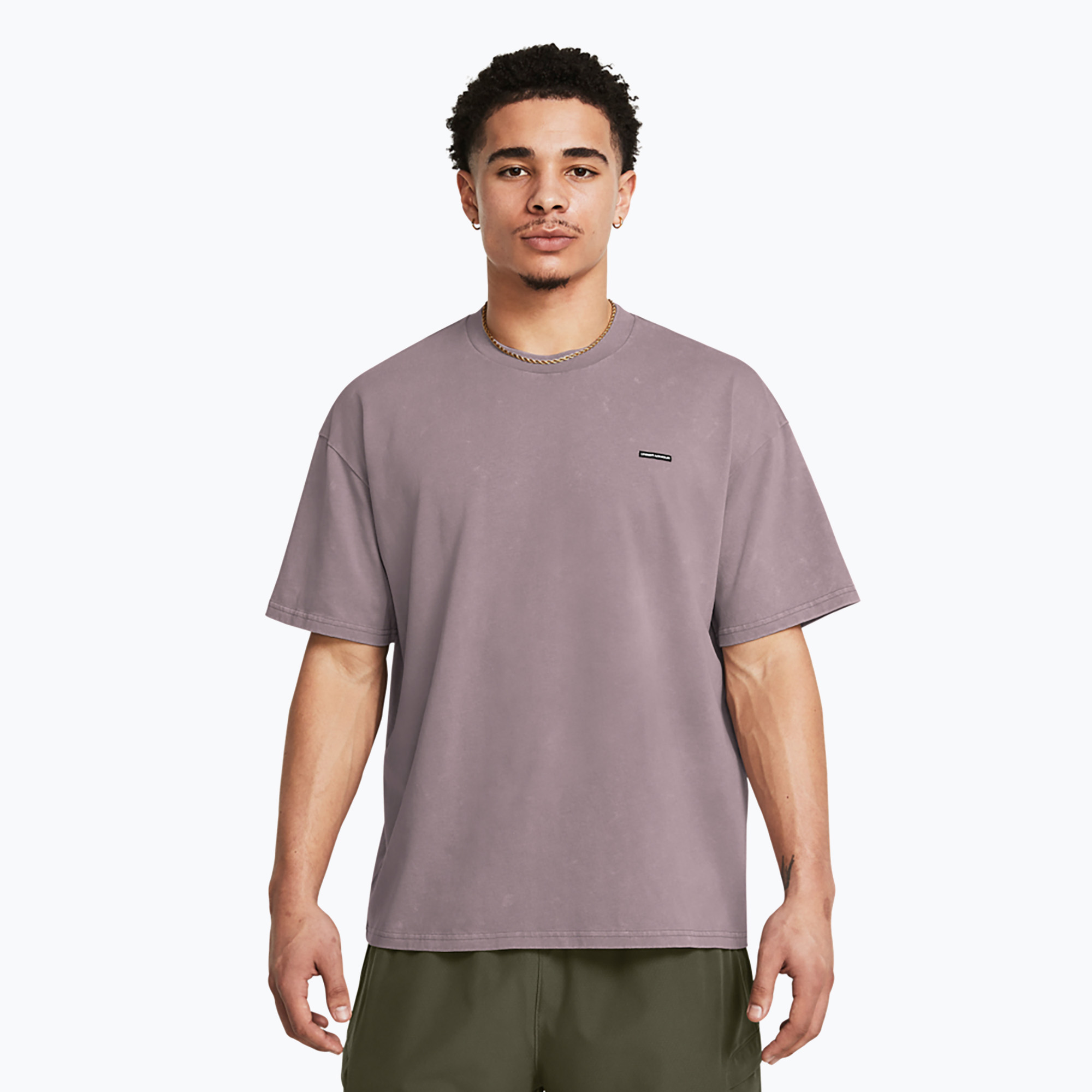 Koszulka męska Under Armour HW OS Logo Wash tetra gray/white 
