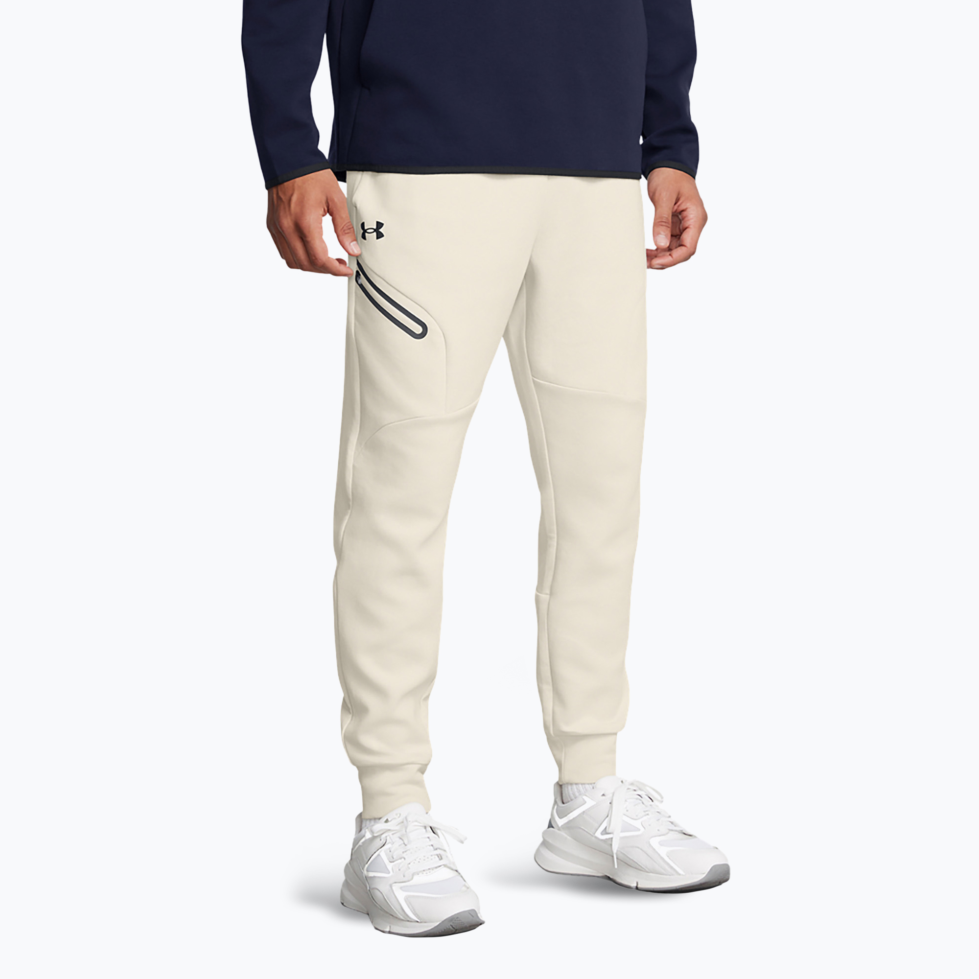Spodnie męskie Under Armour Unstoppable Fleece summit white/black 