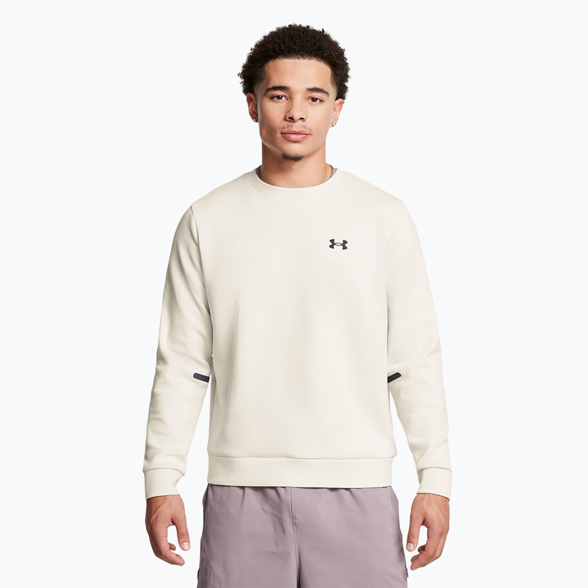 Pánska mikina Under Armour Unstoppable Fleece Crew summit white/black (Unstoppable Fleece Crew 1389351-110)
