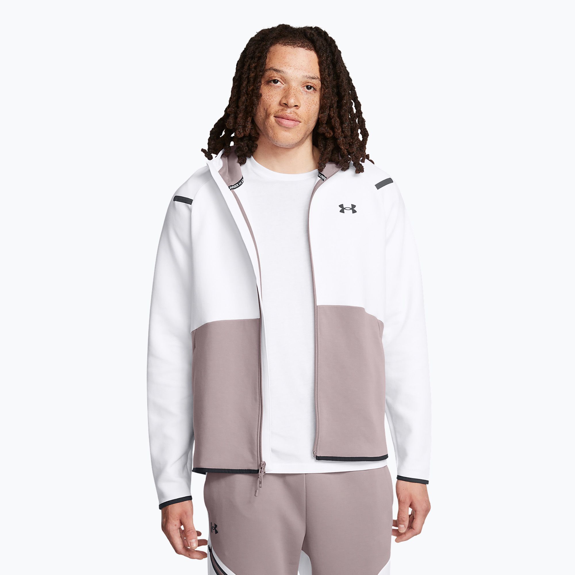 Pánska mikina Under Armour Unstoppable Fleece Full Zip HD tetra gray/white/black