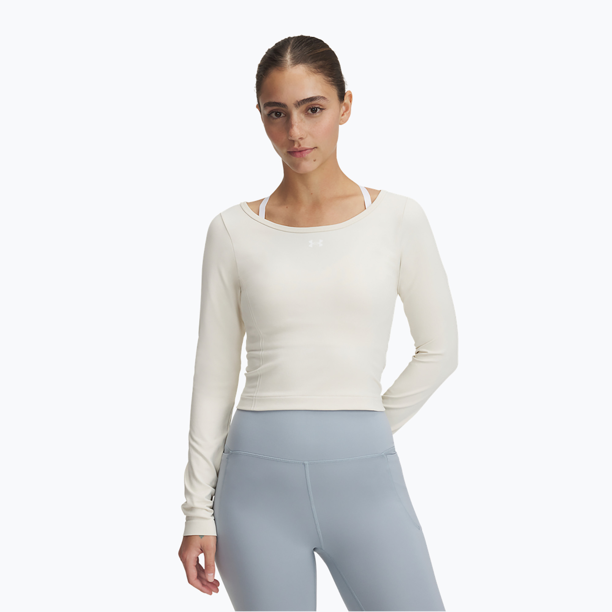 Longsleeve treningowy damski Under Armour Train Seamless stone/white 