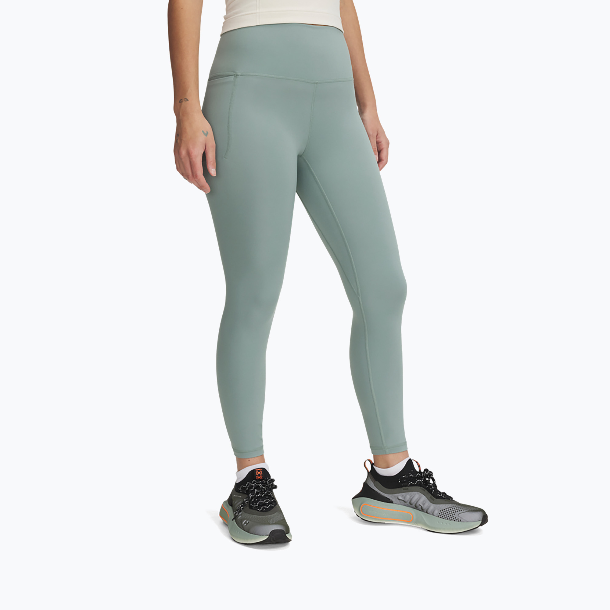 Legginsy treningowe damskie Under Armour Meridian Ankle Leg silica green 
