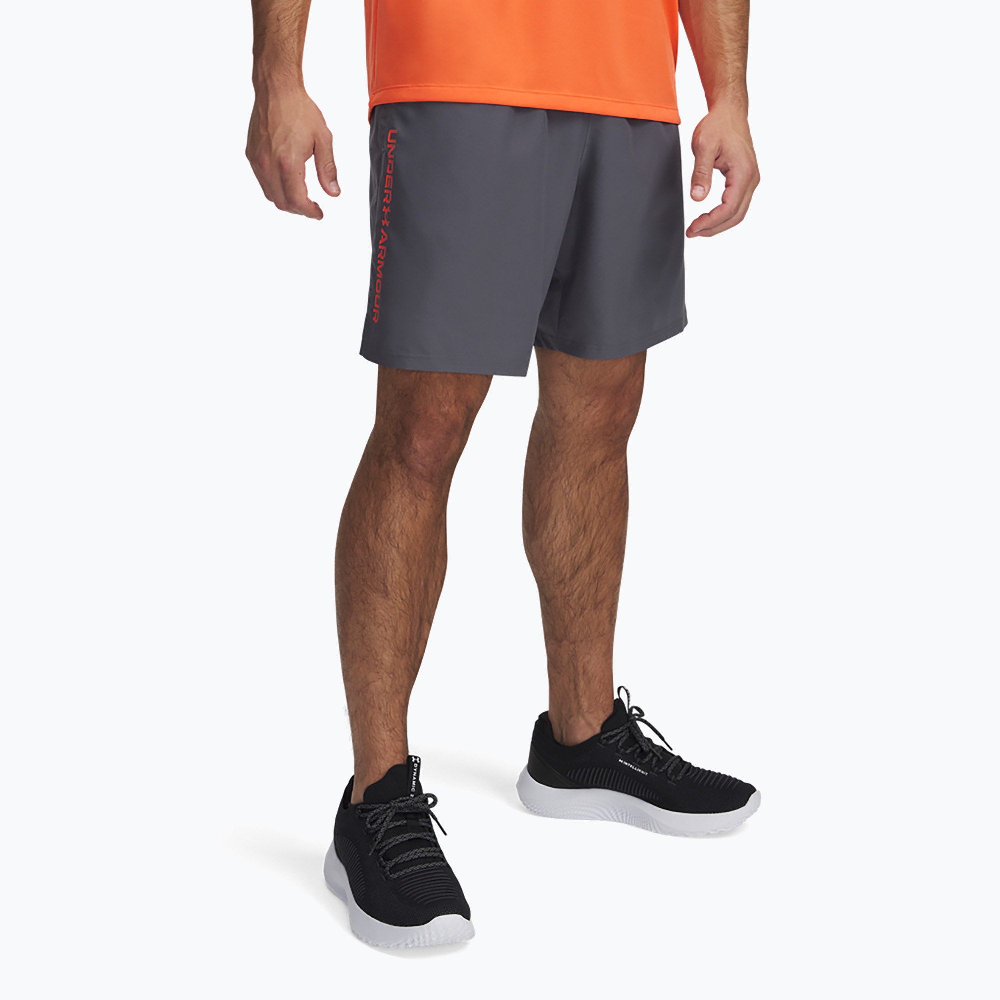 Spodenki treningowe męskie Under Armour Woven Wordmark castlerock/fire 