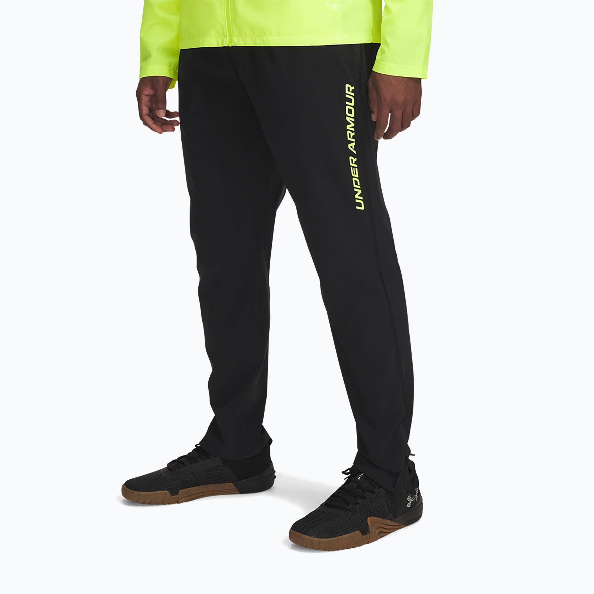 Spodnie do biegania męskie Under Armour Storm Run black/high vis yellow/reflective 