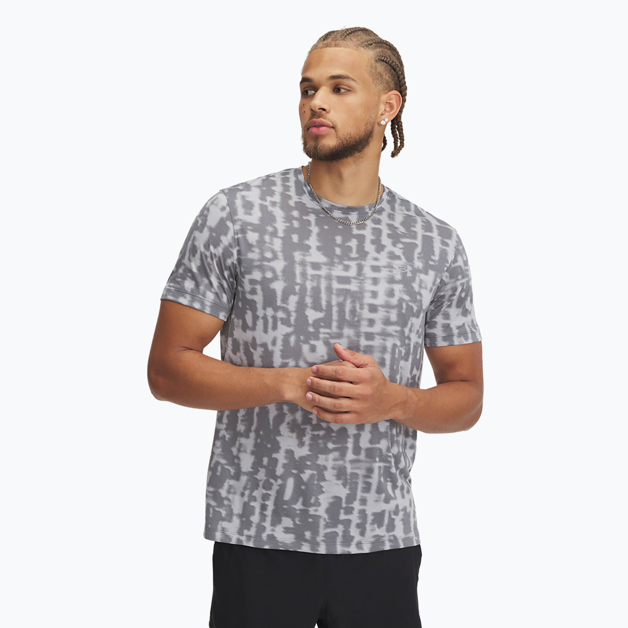 Koszulka do biegania męska Under Armour Launch Printed mod gray/titan gray/reflective 