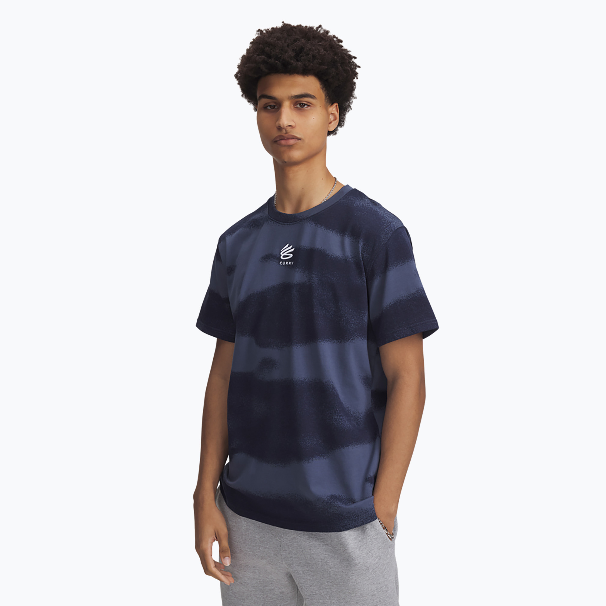Koszulka męska Under Armour Curry Hvyweight Logo downpour gray/white 