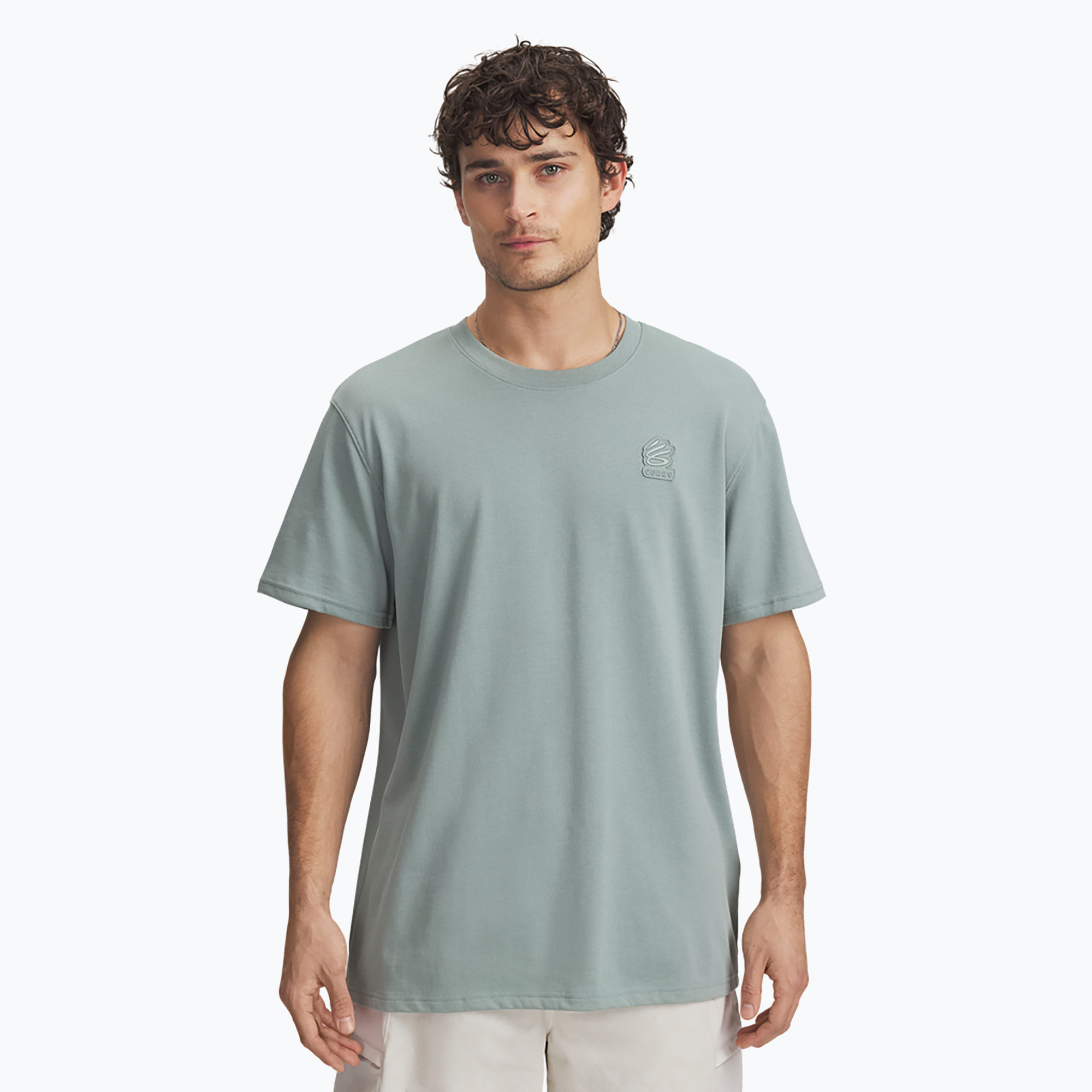 Koszulka koszykarska męska Under Armour Curry Heavyweight Trend Tee silica green/silica green 
